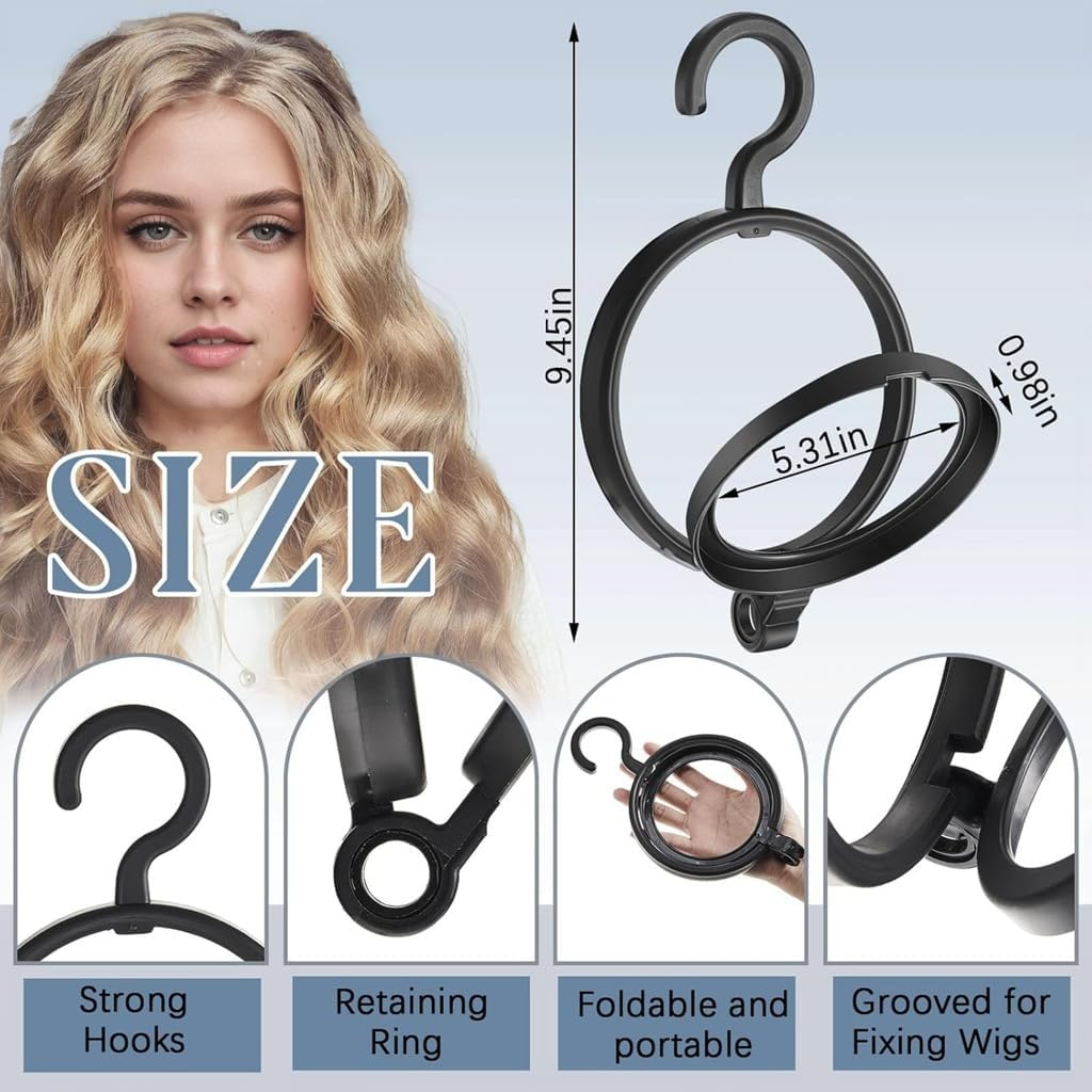 Wig Stand Dust-Proof Tangle-Proof Portable Transparent Wig Holder, Ideal for Safe Storage and Display of Wigs. Keep Your Accessories Tidy, Tangle-Free and Protected from Dust. Perfect for Travelling and Home Use. (Black) image number 1