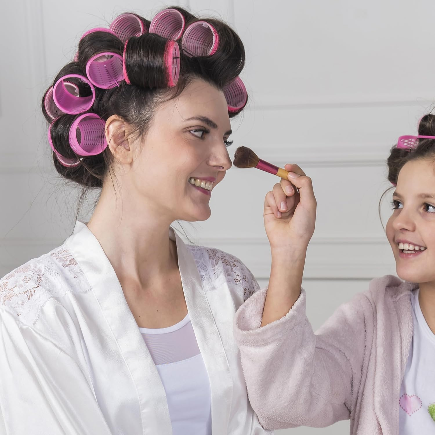 Retoo Curler Curl Set Heat-Free Curlers Self-Adhesive Hair Rollers 25 Mm 43 Mm 33 Mm with 10 Clips for Long Medium Small Hair Pink image number 3