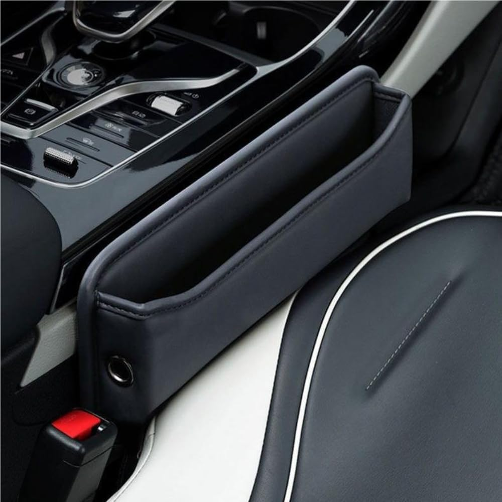 Poemtian Leather Car Seat Storage Box Car Seat Gap Filler, Car Seat Gap Filler Organizer,Upgrade PU Leather Console Organizer, Car Seat Crevice Storage Box for Holding Phone, Key and Cards image number 3