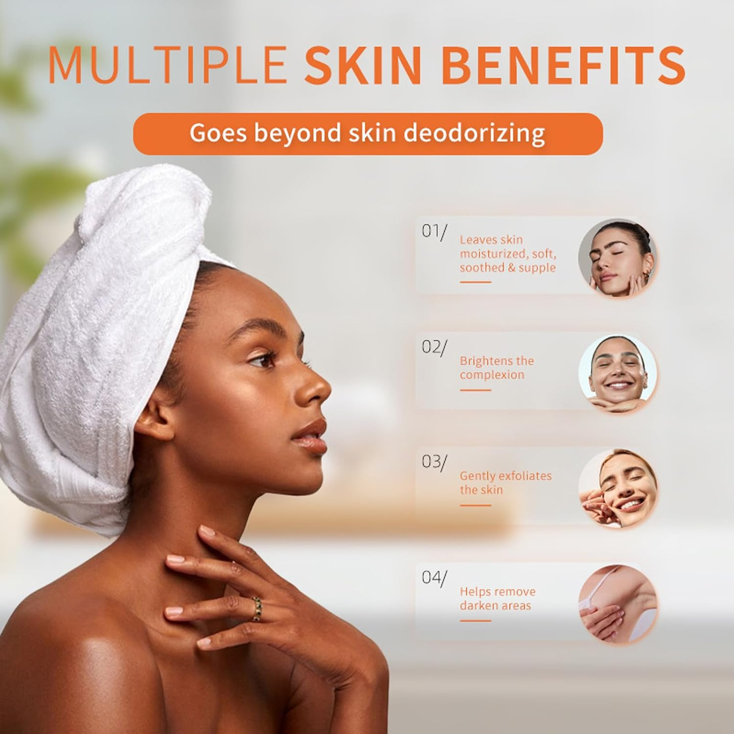 Persimmon Soap Bar for Body Odor, Deodorant Persimmon Bar Soap, Deodorizing Body Wash with Persim/Mon Extract for Eliminating Bo/Dy Odor, Bo/Dy Deeply Cleansing Bar Soap, Hydrating & Skin (1 PCS) - 1 Pcs image number 4