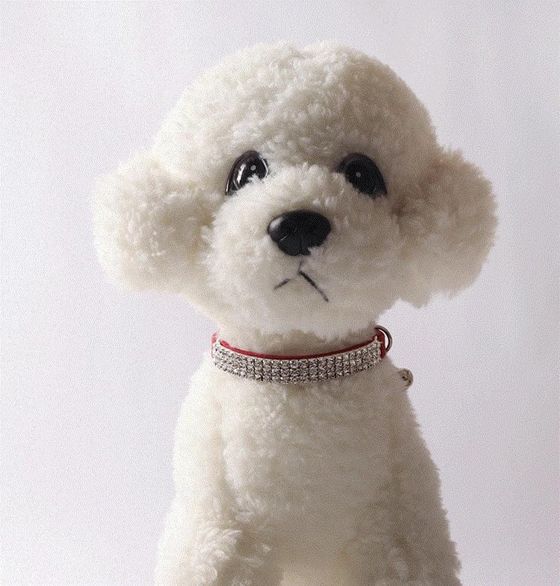 Cat Collar Rhinestone Jewelry PU Leather Suede Adjustableelastic Strap Kitten Puppy Bling Diamante Collar (Red, 1.0 * 28CM) image number 4