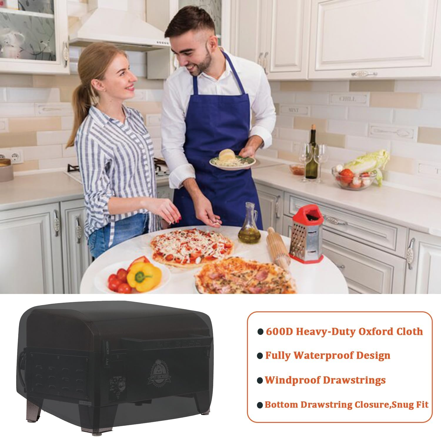 Tabletop Grill Cover for Pit Boss 10697, Waterproof Wood Pellet Smoker Cover for Pitboss 10697 Table Top Wood Grill, Outdoor Grill Accessories for Pit Boss Portable 150 Pellet Grill 24 Inch image number 3