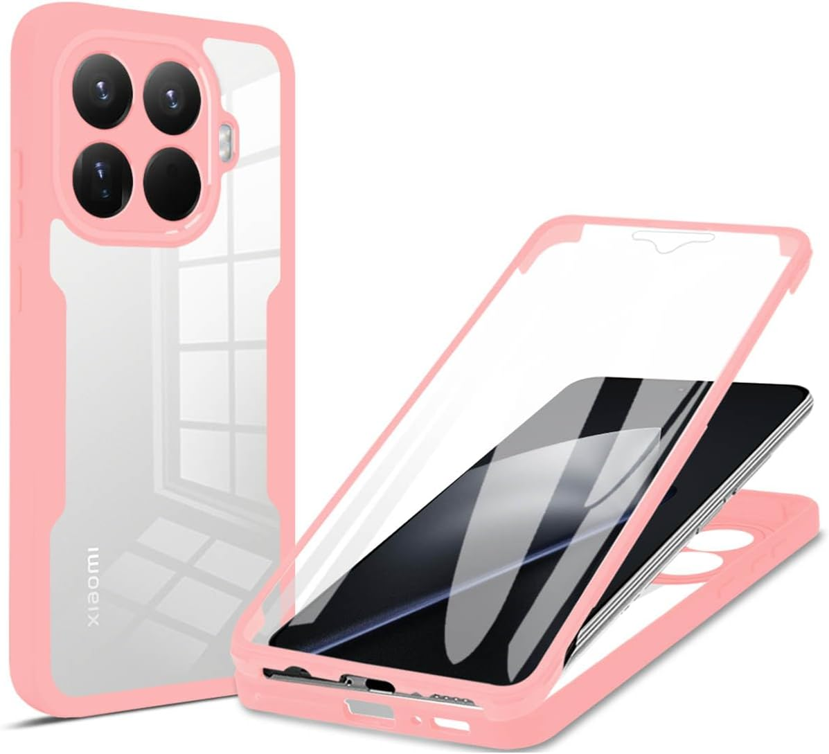 UPLAI Transparent Case for Xiaomi 15T Pro 5G, 360 Degree Full Body Military Grade Shockproof Mobile Phone Case Built-In Screen Protector, Soft TPU Bumper Protective Case, Black