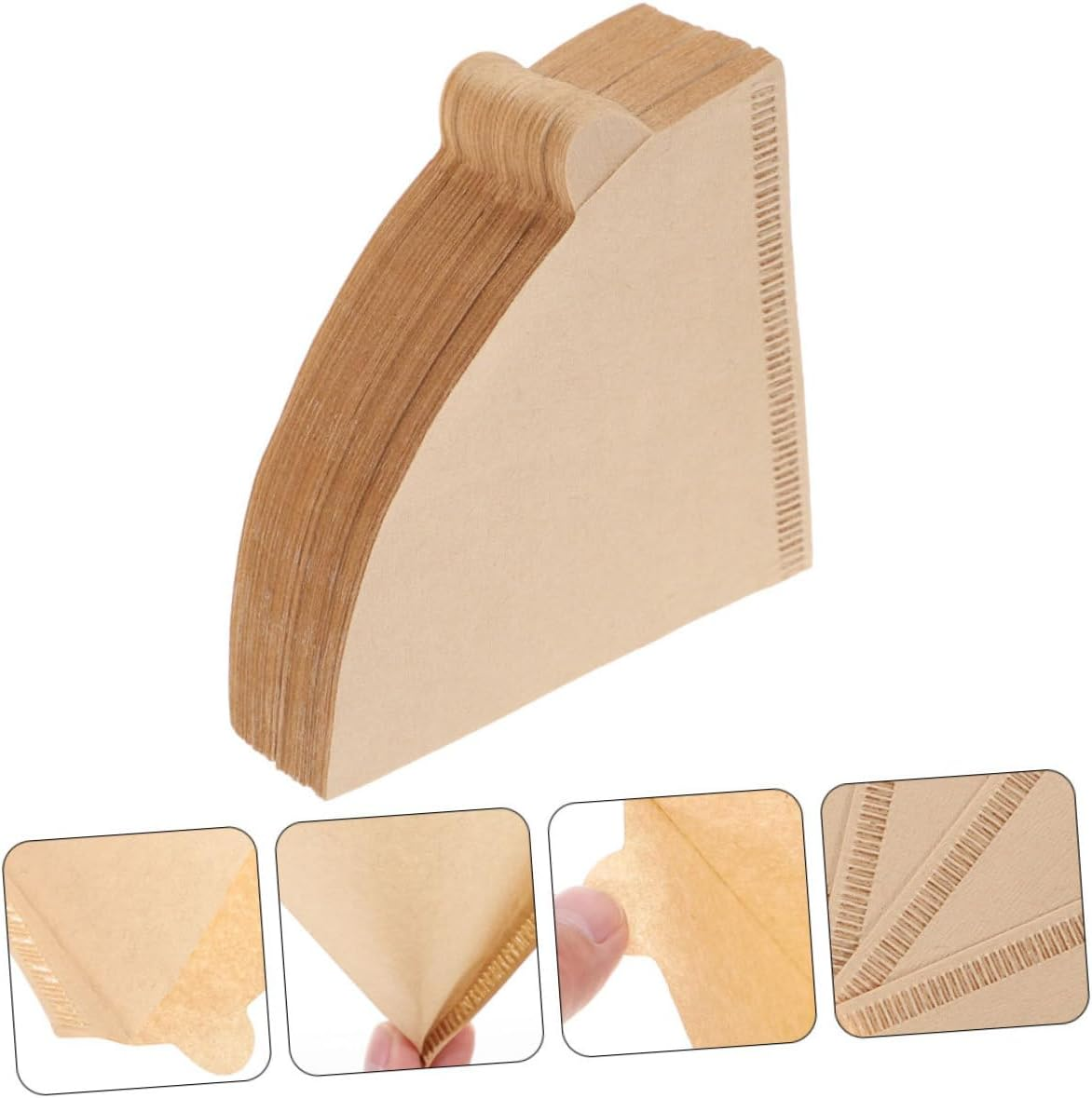 Espresso Cone Filters 100 Count Coffee Filter Cones Tea Filtering Paper for Home and Office - Khaki image number 2
