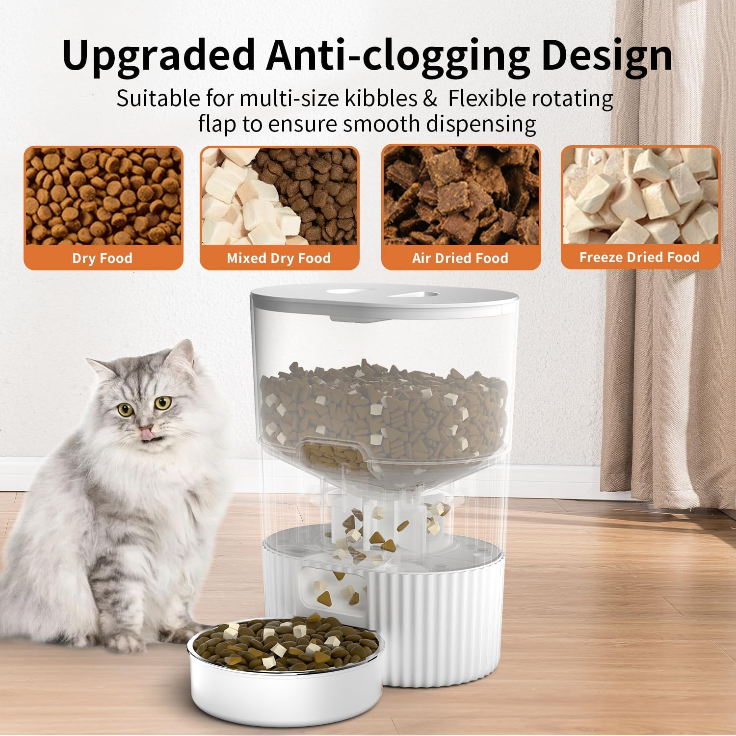 Arasyleon 6L Smart Wifi Pet Feeder with 1080P Camera - Automatic Cat & Dog Food Dispenser with Night Vision & Two-Way Audio image number 5