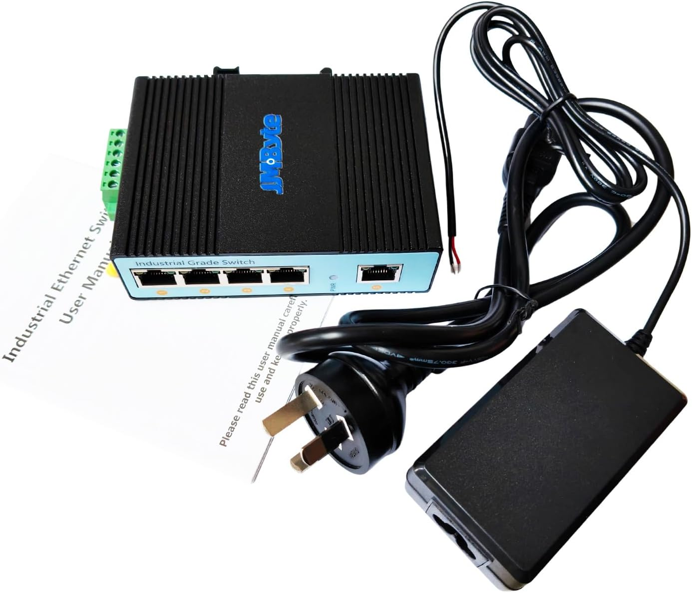 5-Port Gigabit Industrial Din-Rail Ethernet Switch, 5 Ports RJ45 10/100/1000Mbps Ethernet, Unmanaged Network Switch, 10Gbps Switching Capacity, IP40 Rated (JM-IN2054-G) image number 4