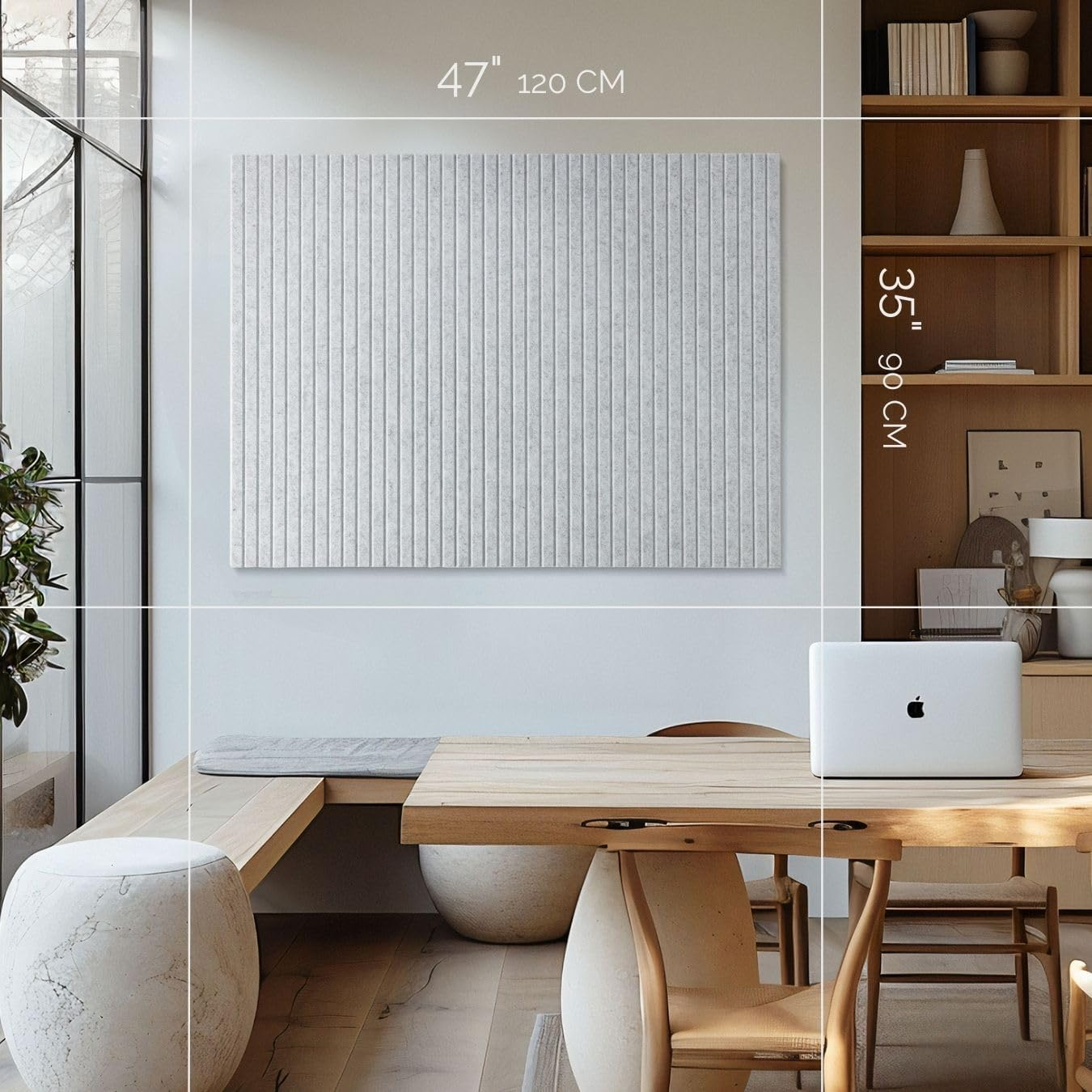 Large Cork Board for Office Black Felt Board Alternative - Slat Wall Paneling, Felt Bulletin Board Tiles for Office Wall Decor, Push Pin Board Wall Organizer for Office -12-Pack (Marble White) image number 2