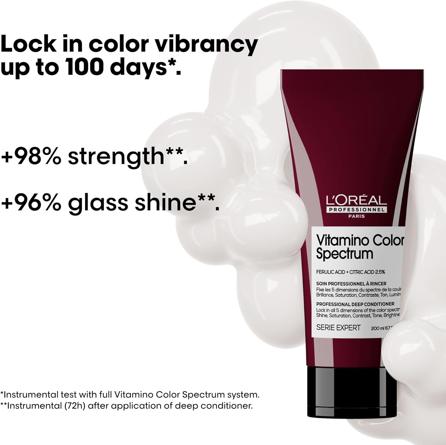 L&rsquo;Or&eacute;al Professionnel Vitamino Color Spectrum Deep Conditioner for All Colored Hair + Vivid Colors | Ultra High Glass Shine, Rich and Vibrant Colors, Softens, Smoothens & Strengthen Hair, Professional Conditioner | 200Ml