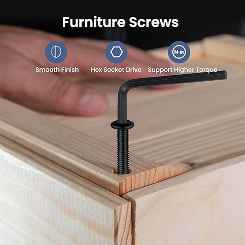 Eisbiek M6 X 25Mm 10Pcs Flat Head Hex Socket Cap Screws Bolts, 304 Stainless Steel Furniture Bolts Full Thread, Black Oxide & Hex Spanner (10Pcs M6 X 25Mm) image number 4