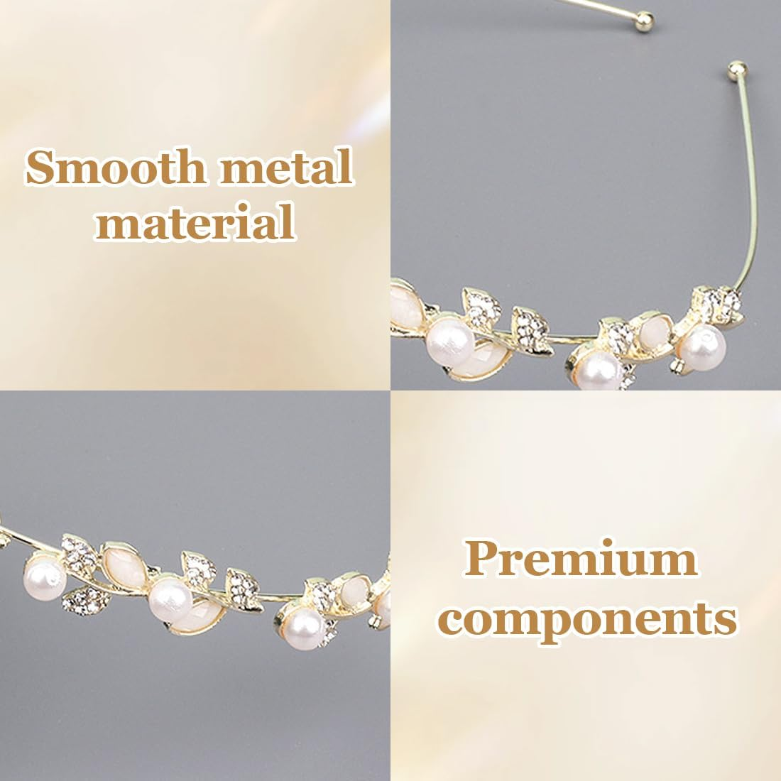WUSJCOF Bridal Headband Wedding Hair Band Faux Pearl Rhinestone Hair Crown Crystal Pearl Bridal Tiara Hair Bands Elegant Accessories image number 5