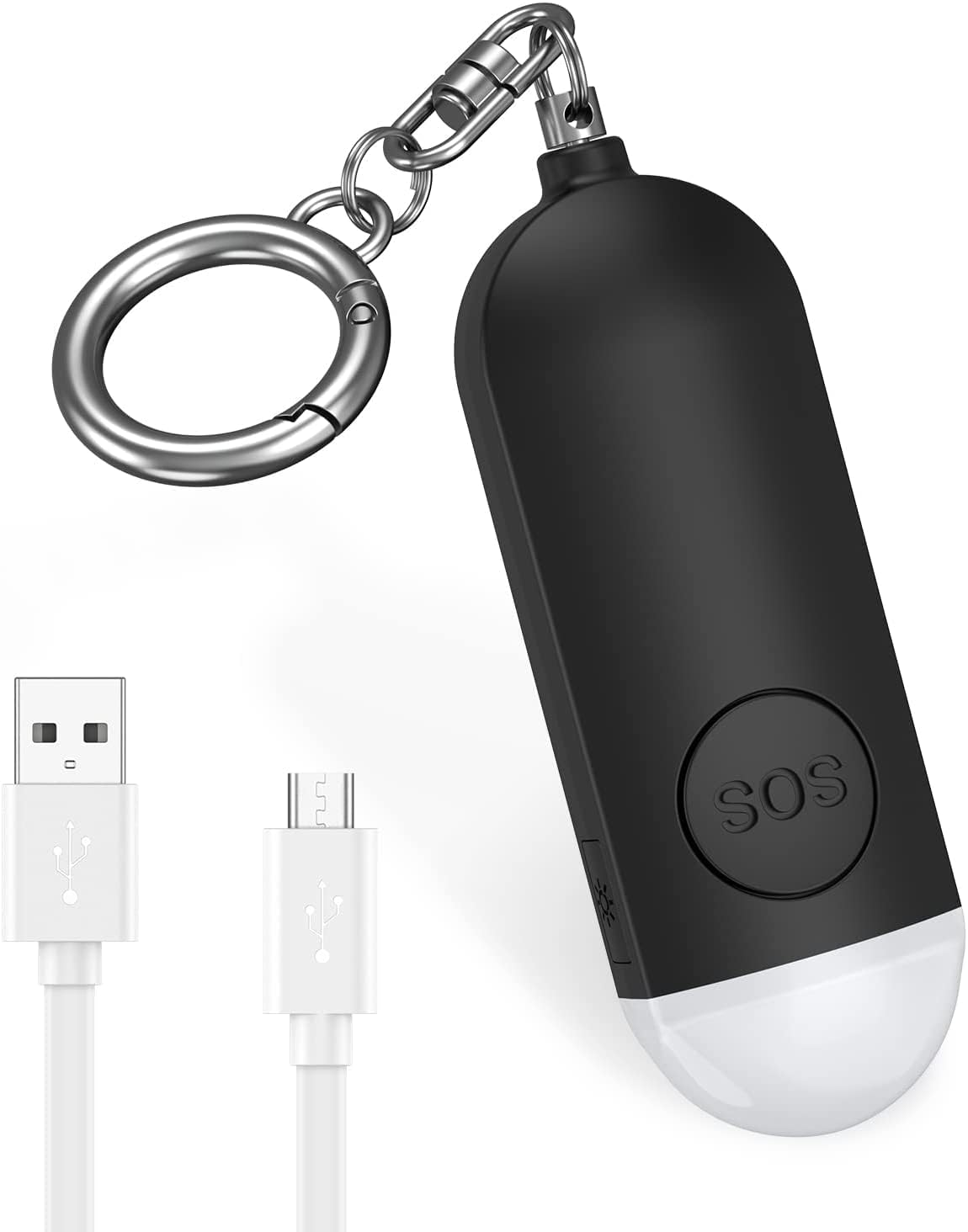 AMIR Personal Alarm for Women Elderly, 130Db Loud Personal Alarm Police Approved with LED Flashlight, Rechargeable Small Personal Panic & Rape Alarm Keyring for Students, Girls, Kids (Black)