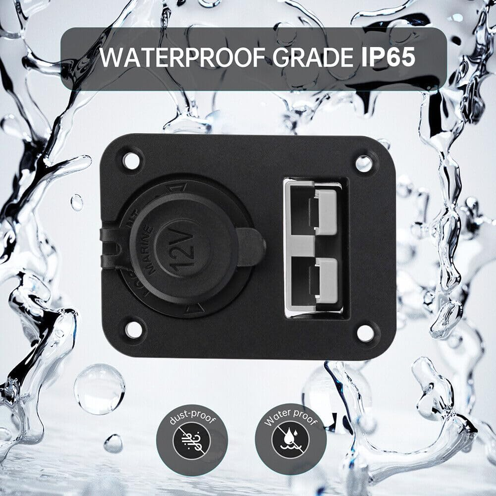 KUGONTC 12V-24V 50Amp Anderson Plug Flush Mount Panel Bracket 12V Cigarette Socket for Caravans image number 3