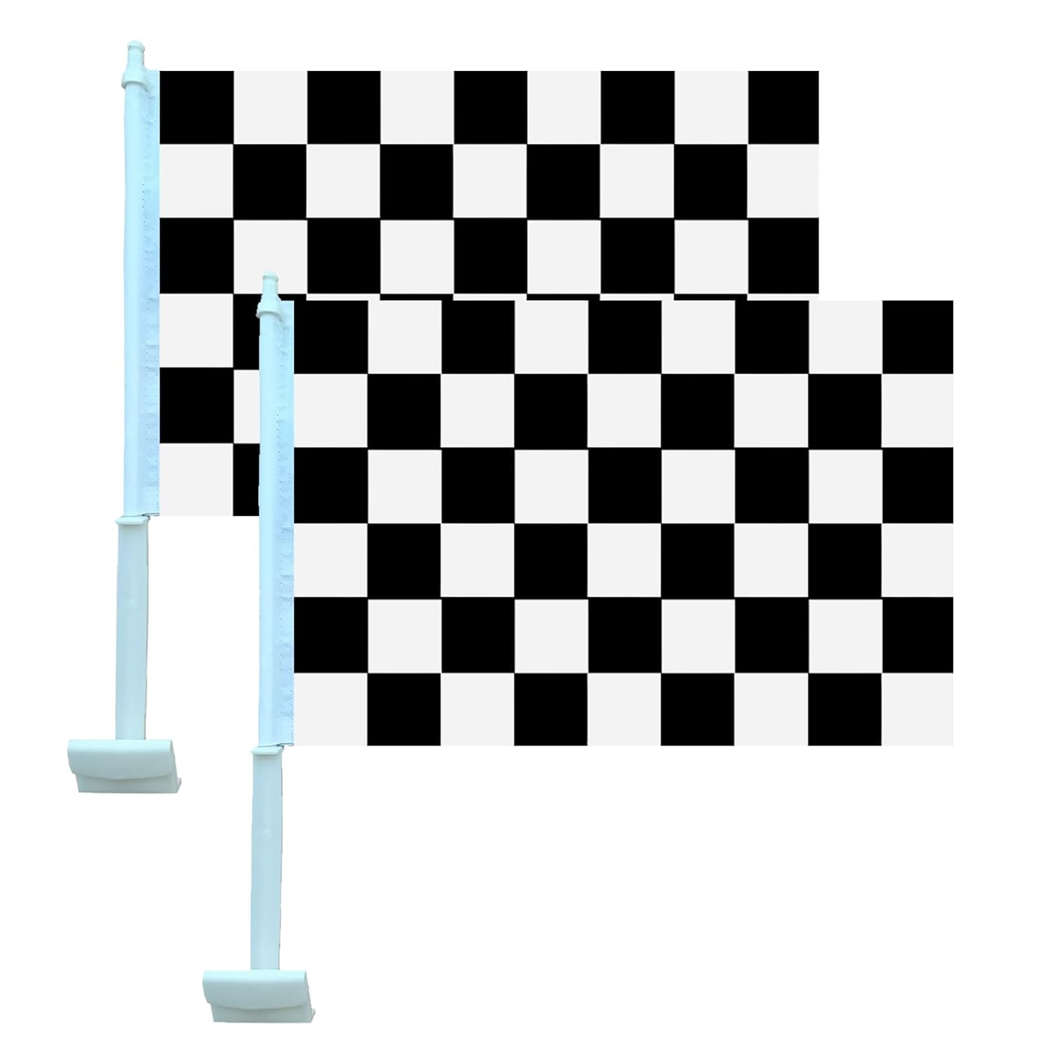 National Car Flag Countries Auto Flag with Window Clip Flagpole Mount Double Sided Printed Car Flags Vehicle Decor (Checkered)