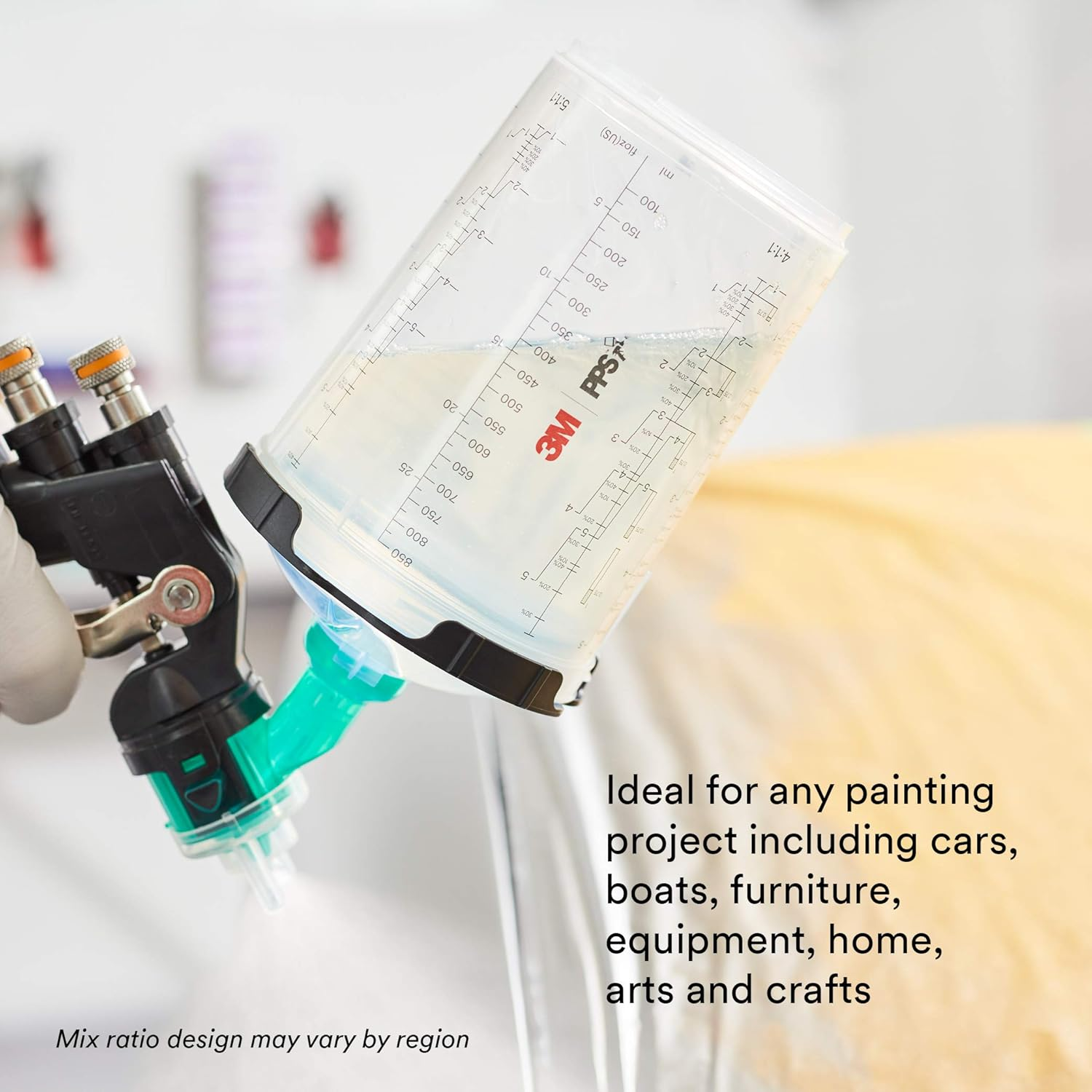 3M PPS 2.0 Spray Gun Cup, Lids and Liners Kit, 26325, Large, 28 Ounces, 125-Micron Filter, Use for Cars, Furniture, House and More, 1 Paint Cup, 50 Disposable Lids and Liners, 32 Sealing Plugs - 22 Oz (Standard) image number 1
