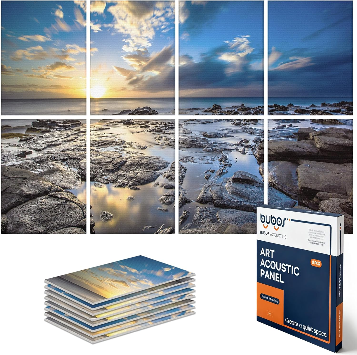 BUBOS 6 Pack Art Acoustic Panels Soundproof Wall Panel,23.6X23.6 Inches Large Sound Panel,Self-Adhesive Decorative Acoustical Wall Panels, Acoustic Treatment for Home（Clover Chronicles​​）