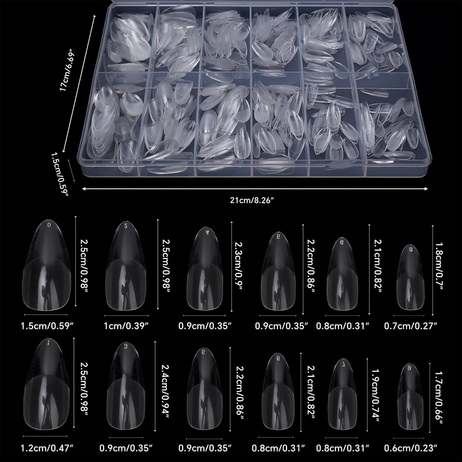 BREENHILL Full Cover False Nail Tips, Short Almond Gel Tips for Nail Extension, 12 Sizes, Nail Salon, 103 - Medium Coffin 102 image number 7