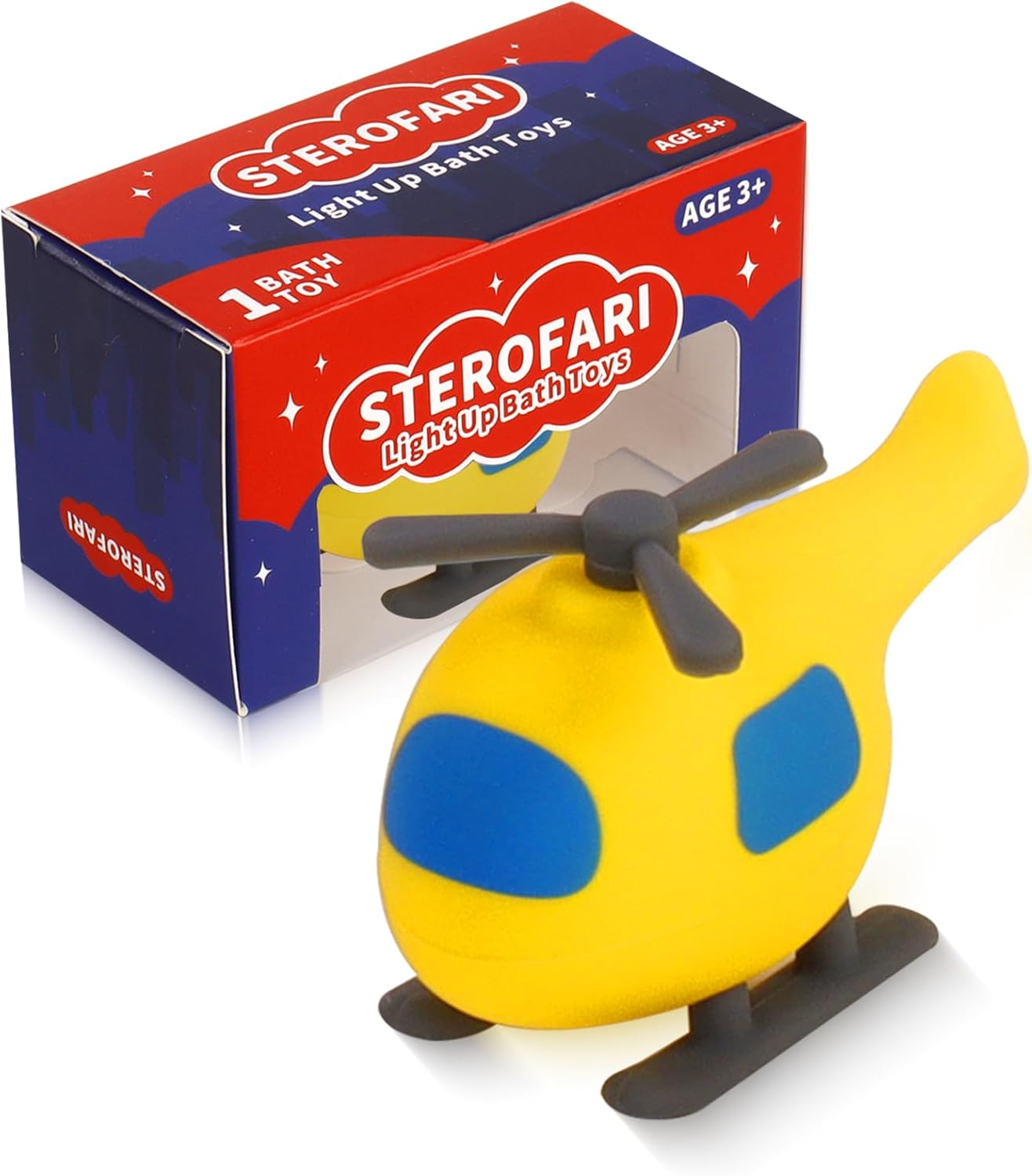 Light up Bath Toy -Helicopter , 100% Food Grade Silicone Vehicle Bathtub Toys, Shake-Activated Light up Airplane Toy Flash & Lights Color Change, Soft & Squeezable for Baby&Toddler (1 Pack) image number 5