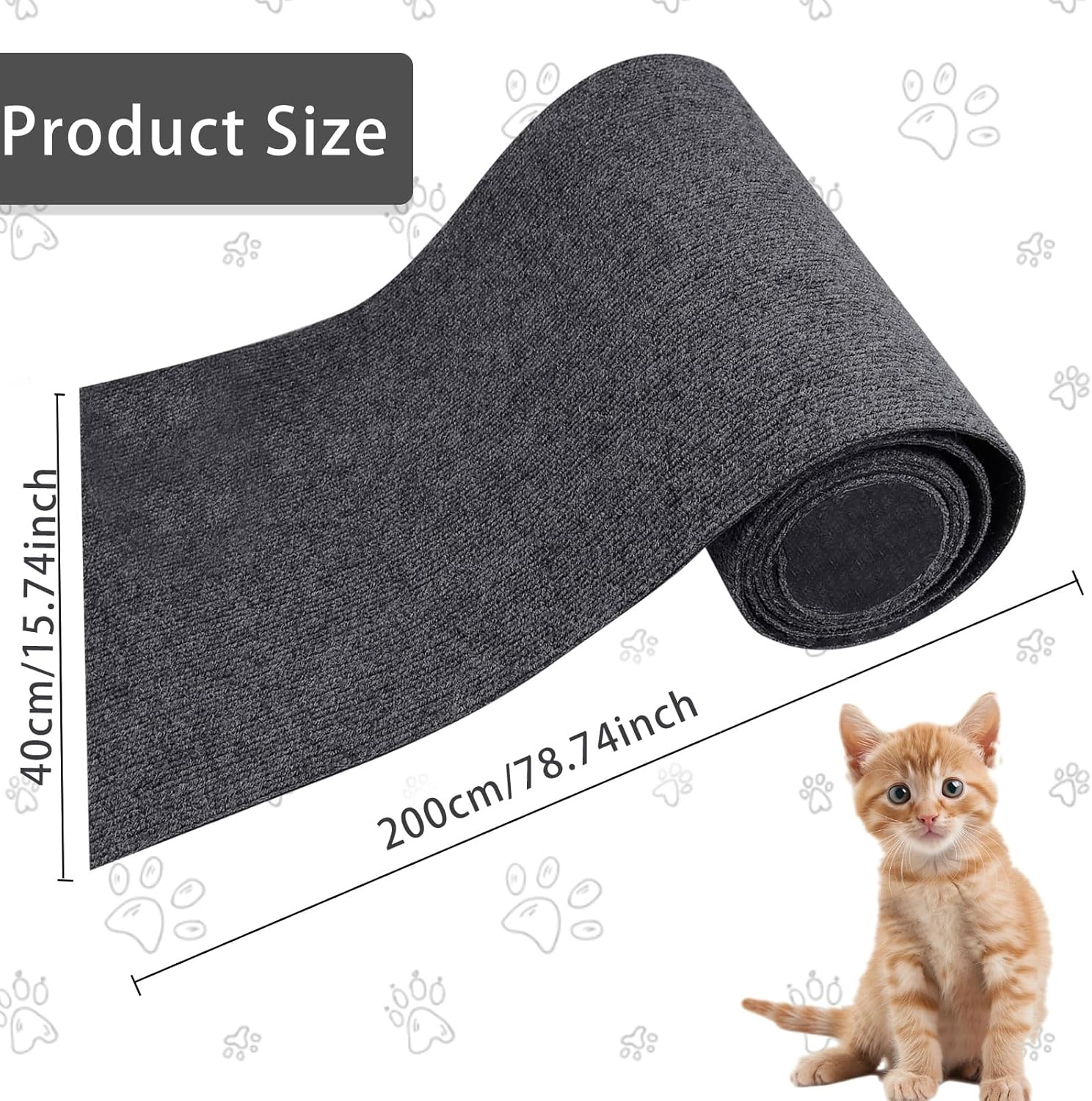 Self-Adhesive Cat Scratching Mat, 2 M X 40 Cm, Self-Adhesive Scratching Mat, Cat Scratching Mat, Scratching Mat for Cats, DIY Trimmable Carpet Mat, Cat Scratching Boards, Cat Scratching Mat for Cat image number 3