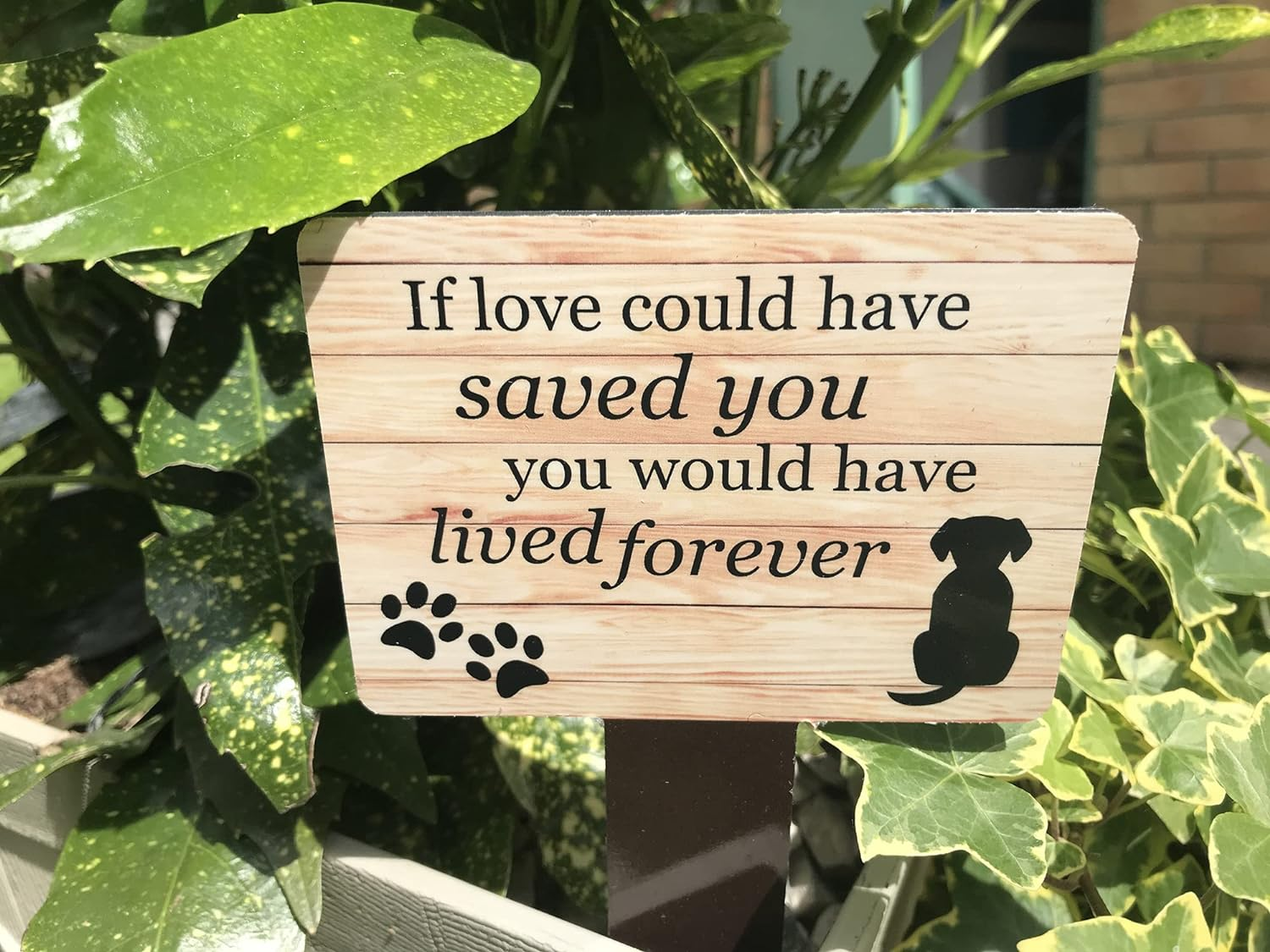 Dog Memorial Plaque with Ground Stake, Garden Grave Marker - Perfect Pet Tribute with a Choice of Remembrance Poems. Waterproof and Hardwearing. Shipped Globally. (Lived Forever) image number 6