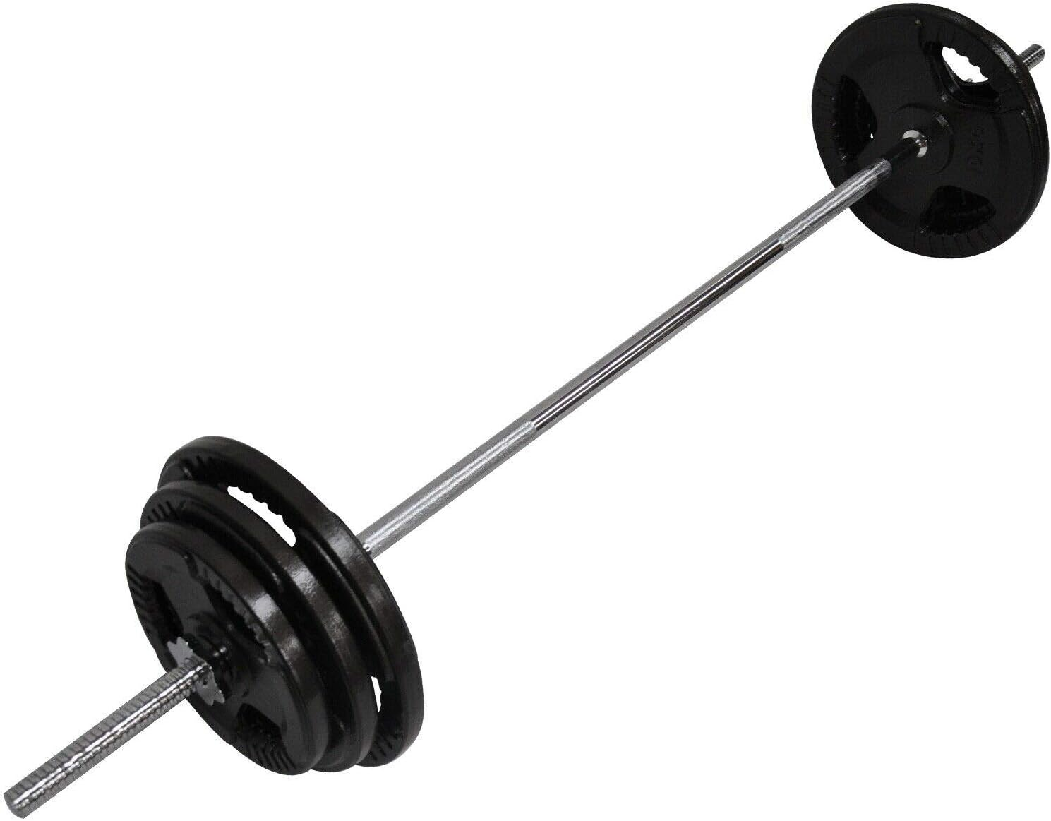 50Kg Ez Grip Cast Iron Barbell Weight Set - 150Cm Bar + 45Kg Iron Weight Plates - Weight Training Exercise Workout Fitness Gym Strength image number 6