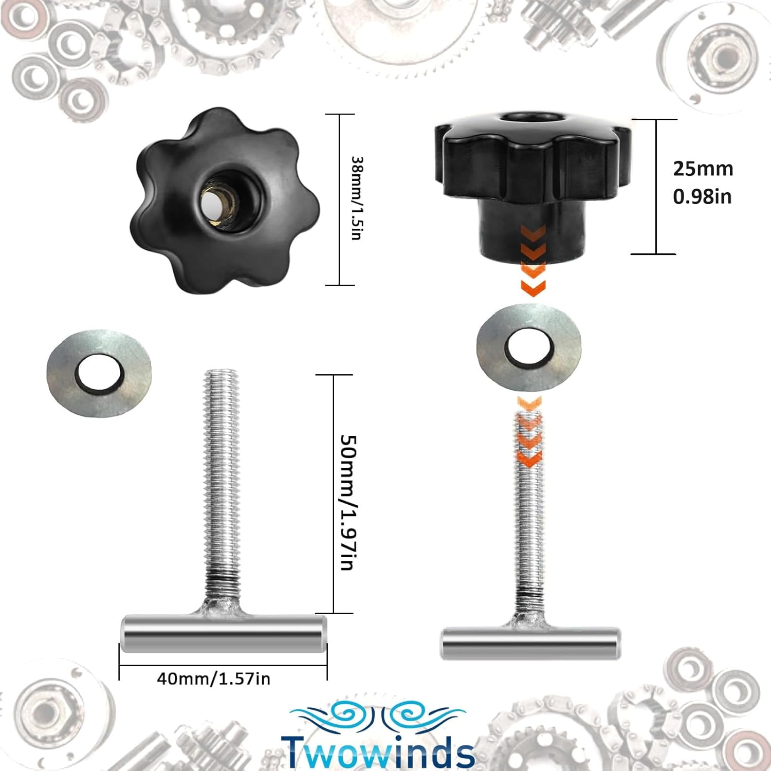 Twowinds Load Securing Screws Interior Guide Rail Anchor Fixing Screws for Fridge, Potty, Compatible with VW T5 T6 Multivan Transporter California 7H5883189E, 7H5883084C (4 Lots) image number 1