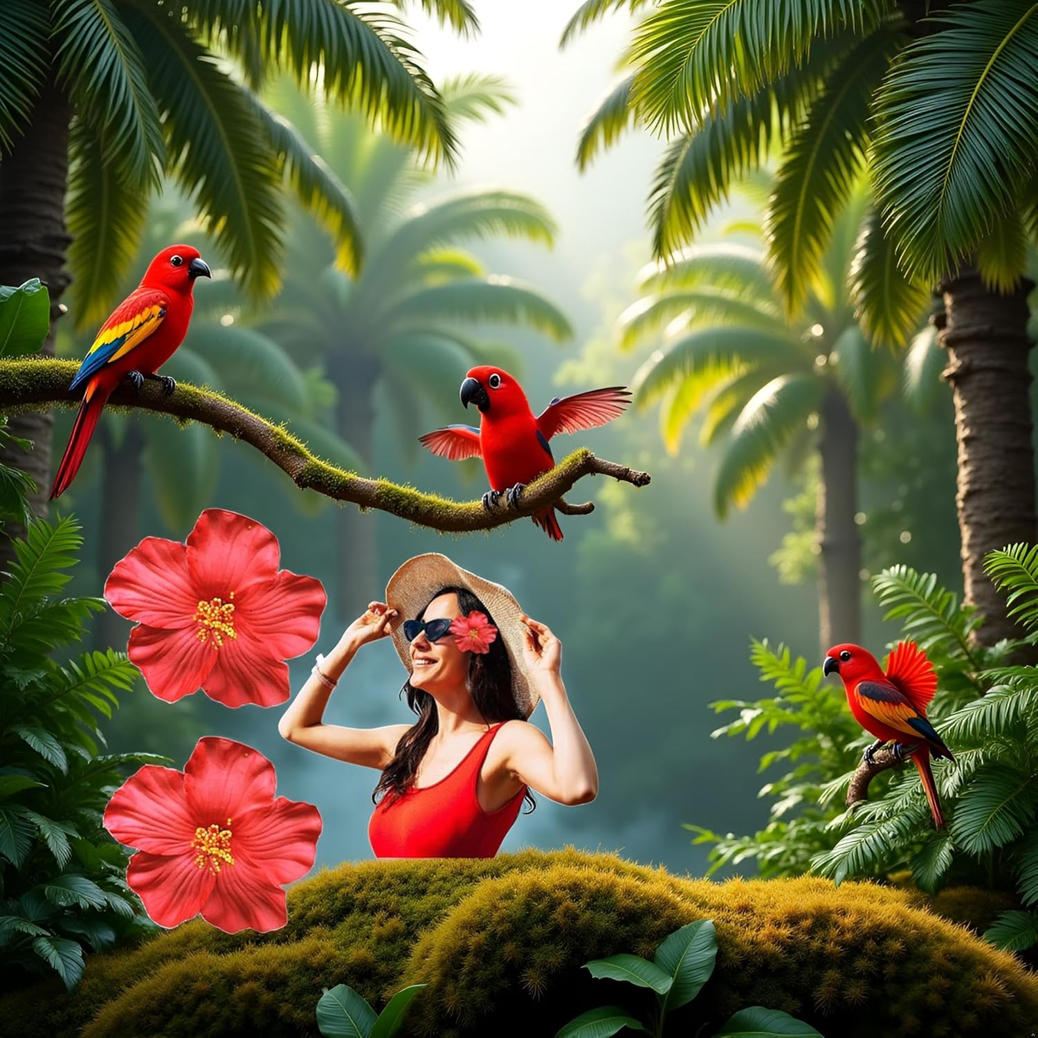 2 Pcs Red Hawaiian Flower Hair Clip for Adult Women Girls Fashion Bohemian Flowers Hair Accessory for Dancer Bridal Wedding Beach Party Clips and Barrettes Hair Accessories 8 Cm image number 6