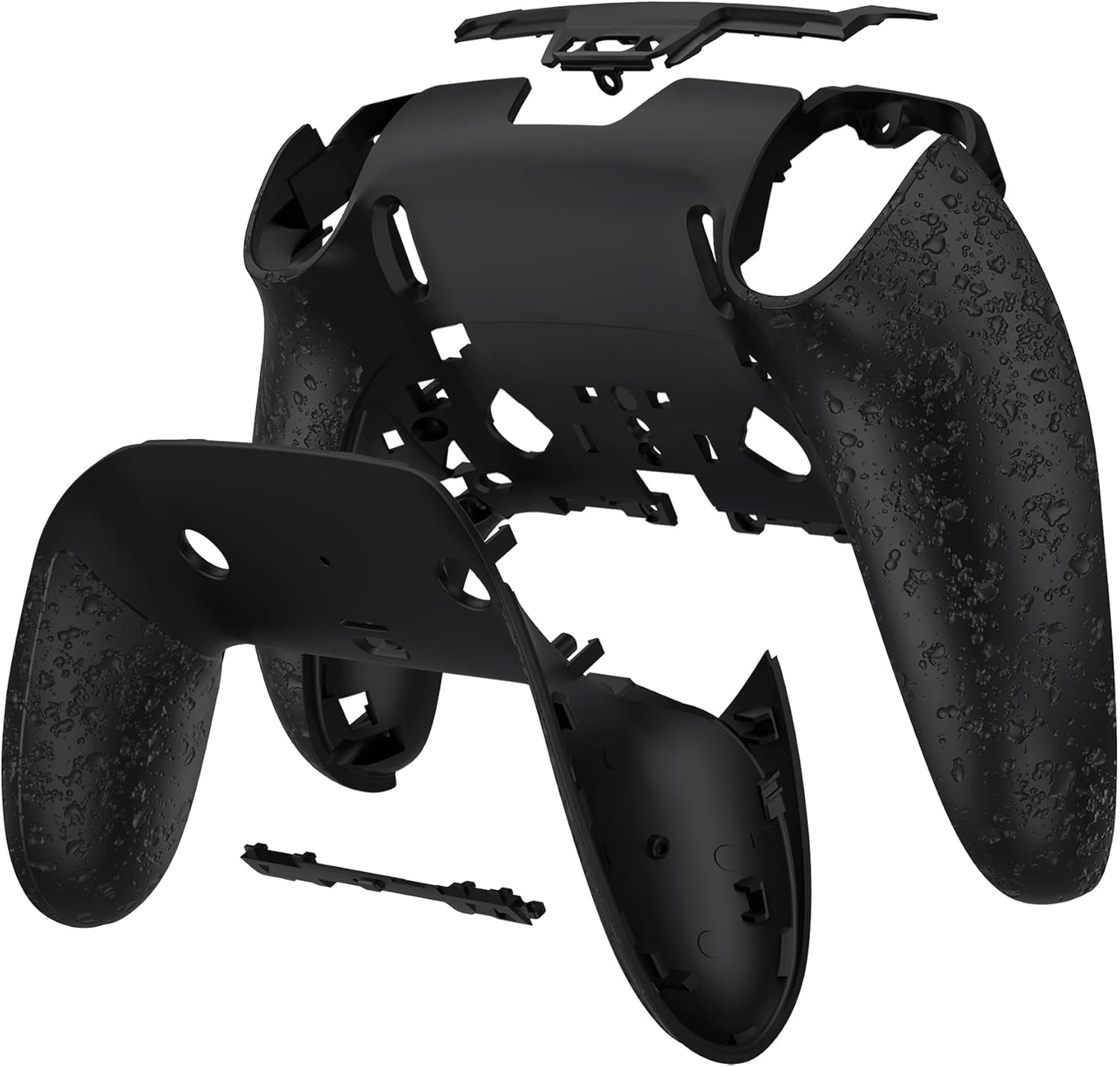 Extremerate Custom Back Housing Bottom Shell Compatible with P S 5 Edge Controller, Non-Slip 3D Splashing Cover, Game Improvement DIY Replacement Back Case & Clip Shell - Textured Black image number 6