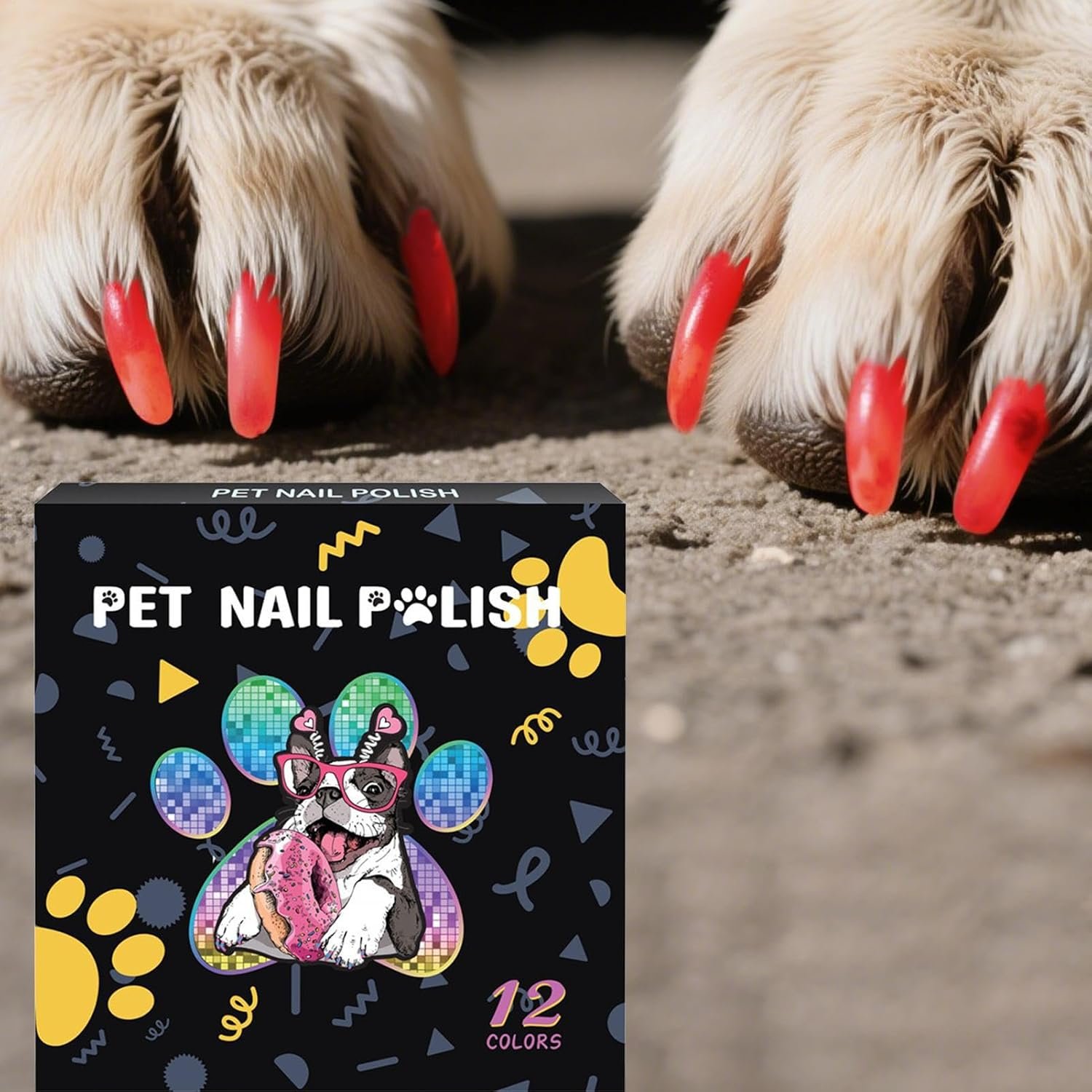 Cat Nail Polish,12-Color Brush Tip Dog Nail Polish Pens | Fade-Resistant Pet Grooming Pens for Medium Large Small Kitten Daily Travel Party Events Photo Shots Holiday image number 4