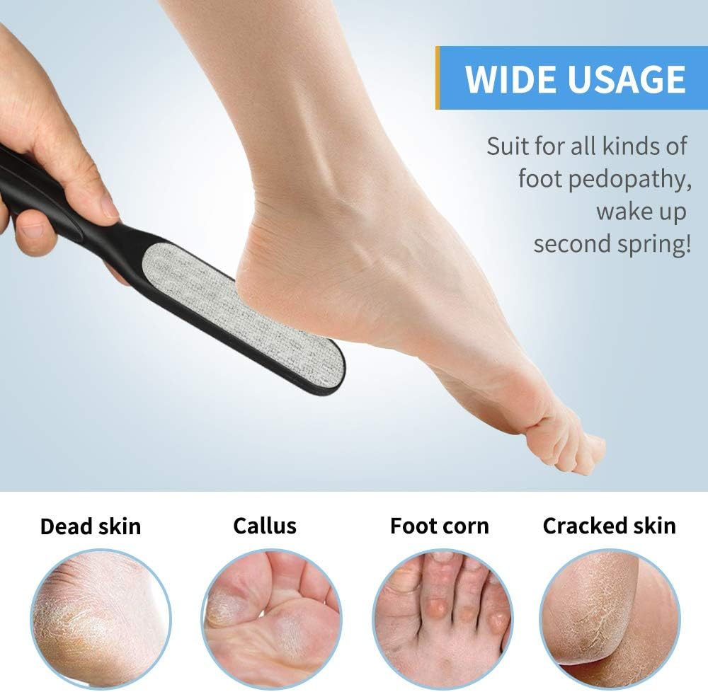 Foot Files Callus Remover, 2 Pcs Stainless Steel Foot Rasp and Dual Sided Foot File Professional Pedicure Tools Premium Foot Scrubber