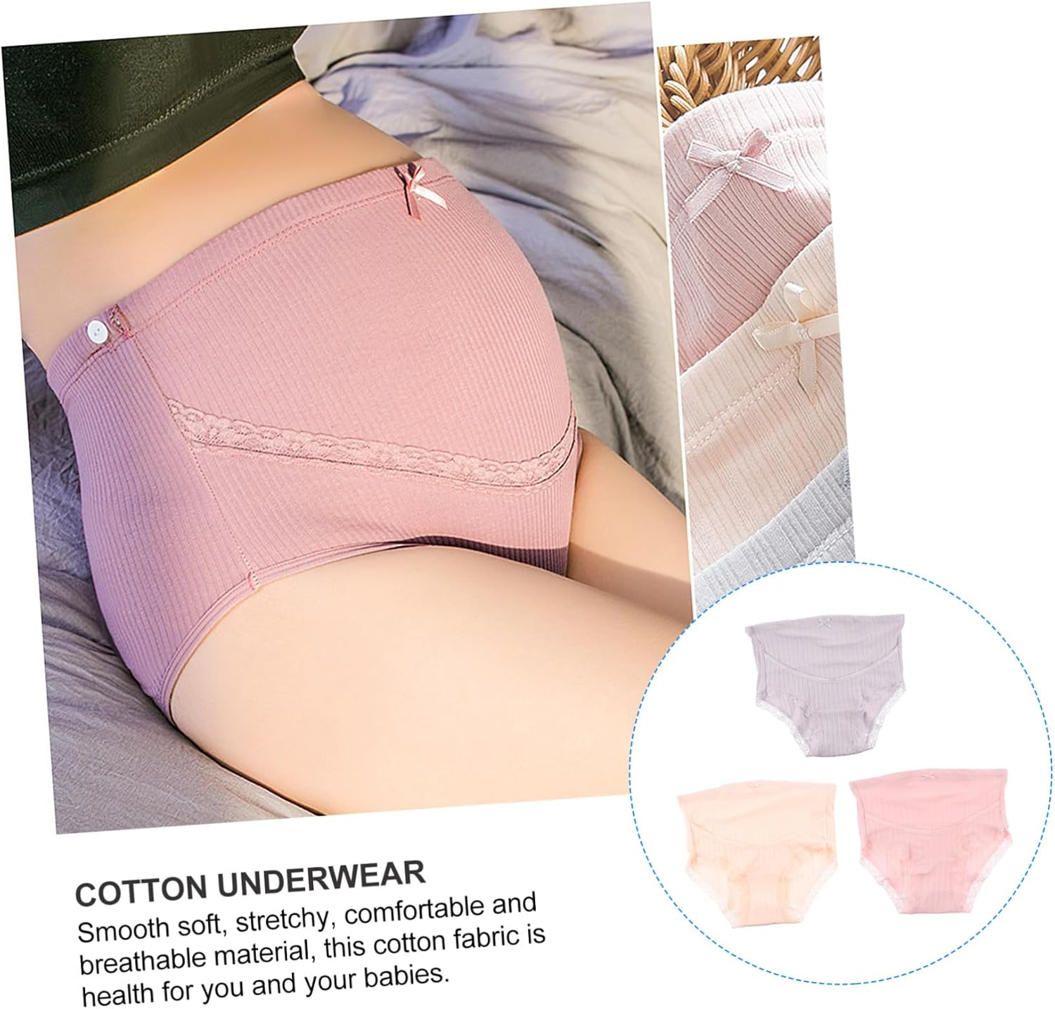 3Pcs Maternity High Waist Panties for Pregnant Women Cotton Briefs Adjustable Shorts for Comfortable Wear for Daily Use