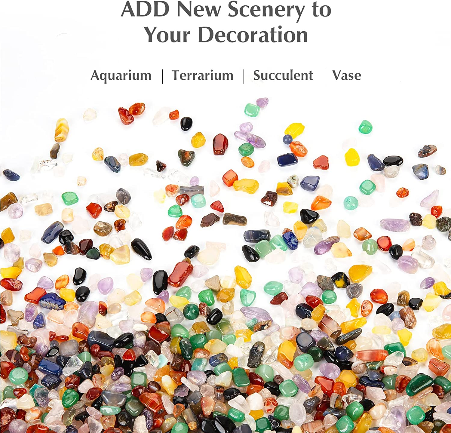 RIFNY Colorful Crystal Decorative Rocks 0.3" Polished Stones for Vase Filler Aquarium Fish Tank Gravel Air Plant Flower Pots Succulents and Landscape Bottom Decor Handwork DIY Craft (1.5 LB, Color)