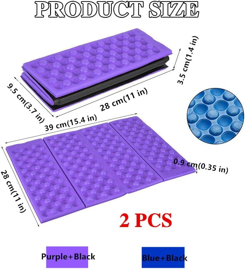 QOOWFEANIG Mini Waterproof Folding Mat Foam Sitting Pad, 2Pc Lightweight Camping Seat Cushion for Hiking Backpacking, Portable Outdoor Foldable Sit Pad, Non-Slip Foam Mat for Picnic image number 1