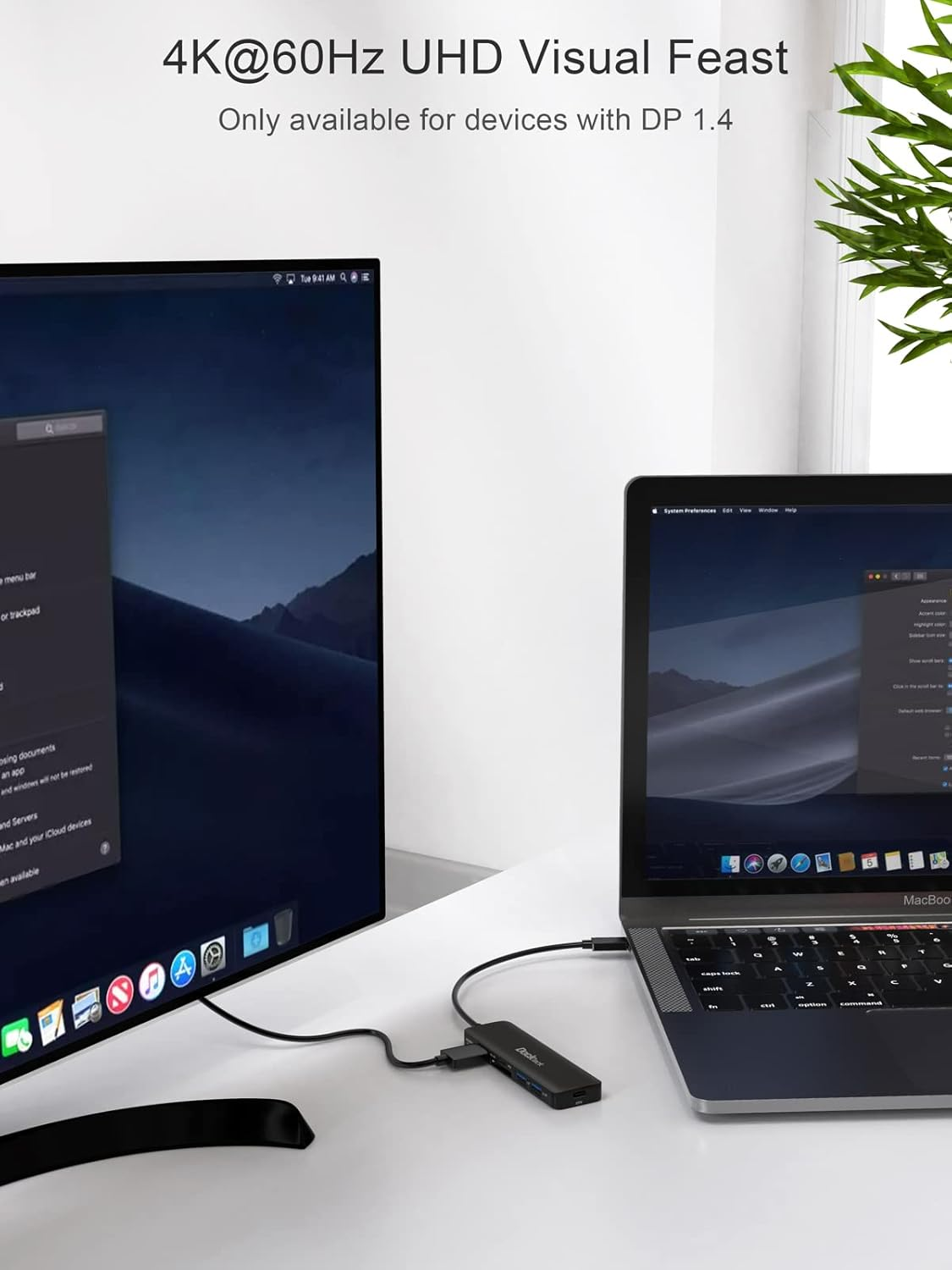 USB C Hub HDMI PD Adapter, Dockteck 6-In-1 Type C Hub with 4K 60Hz, 100W PD, SD & Microsd Card Reader, 2 USB 3.0 Data 5Gbps, USB-C Adapter for Macbook Air/Pro, Surface Pro 7/8, XPS and More