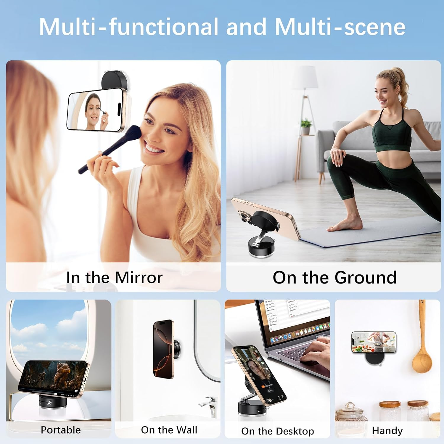 YINLAI Vacuum Suction Magnetic Phone Holder 2025 Car Mount with Reinforcing Clip, Phone Holder Car Accessories for All Cars Phone Mount for Cellphone Smartphone Mount Stand, Black image number 1