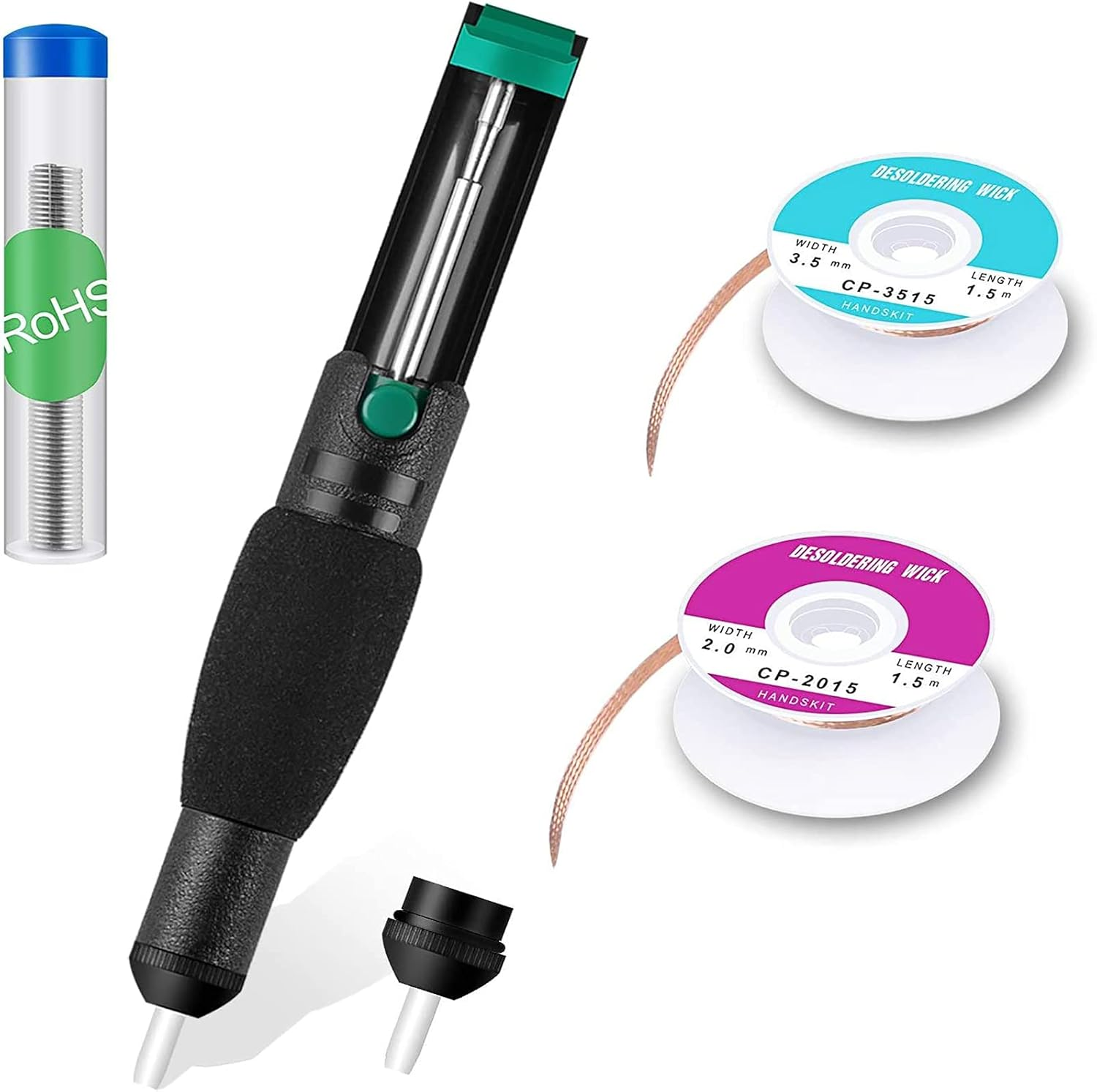 CEST LAVIE 5-In-1 Soldering Vacuum Pump & Desoldering Tool Kit, Solder Sucker & 2Pcs Solder Wick, Desoldering Assist Tool for Electronics Repair, Laboratory & Home Use