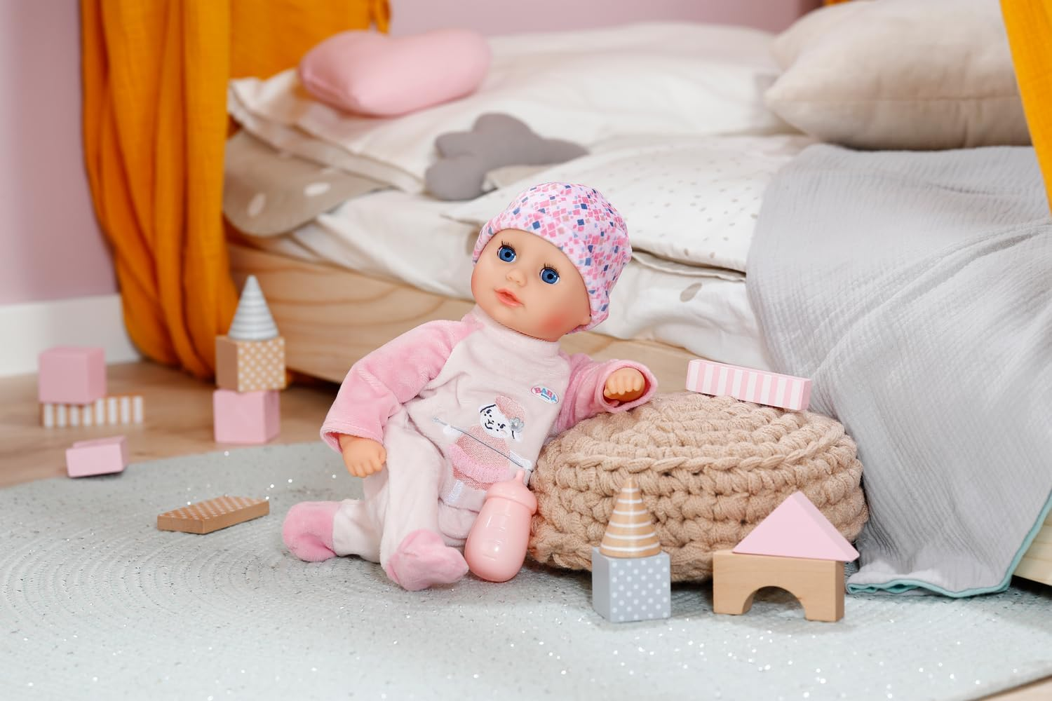 BABY Born Anna Rose - 36Cm Doll with Soft Touch Fabric Body, Pink Romper, and Sleeping Eyes Feature - Includes Bottle - Suitable for Children from 1 Year Old image number 2