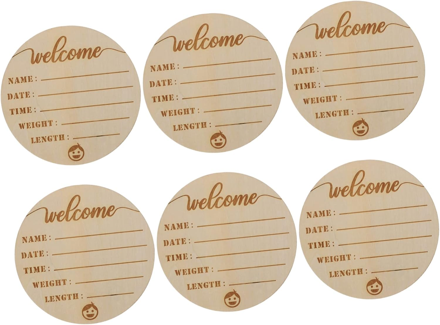 HANABASS 6Pcs Wooden Name Signs Milestone Cards for Newborn Photography Safe Durable Announcement Props for Boys Monthly Growth Documentations image number 2