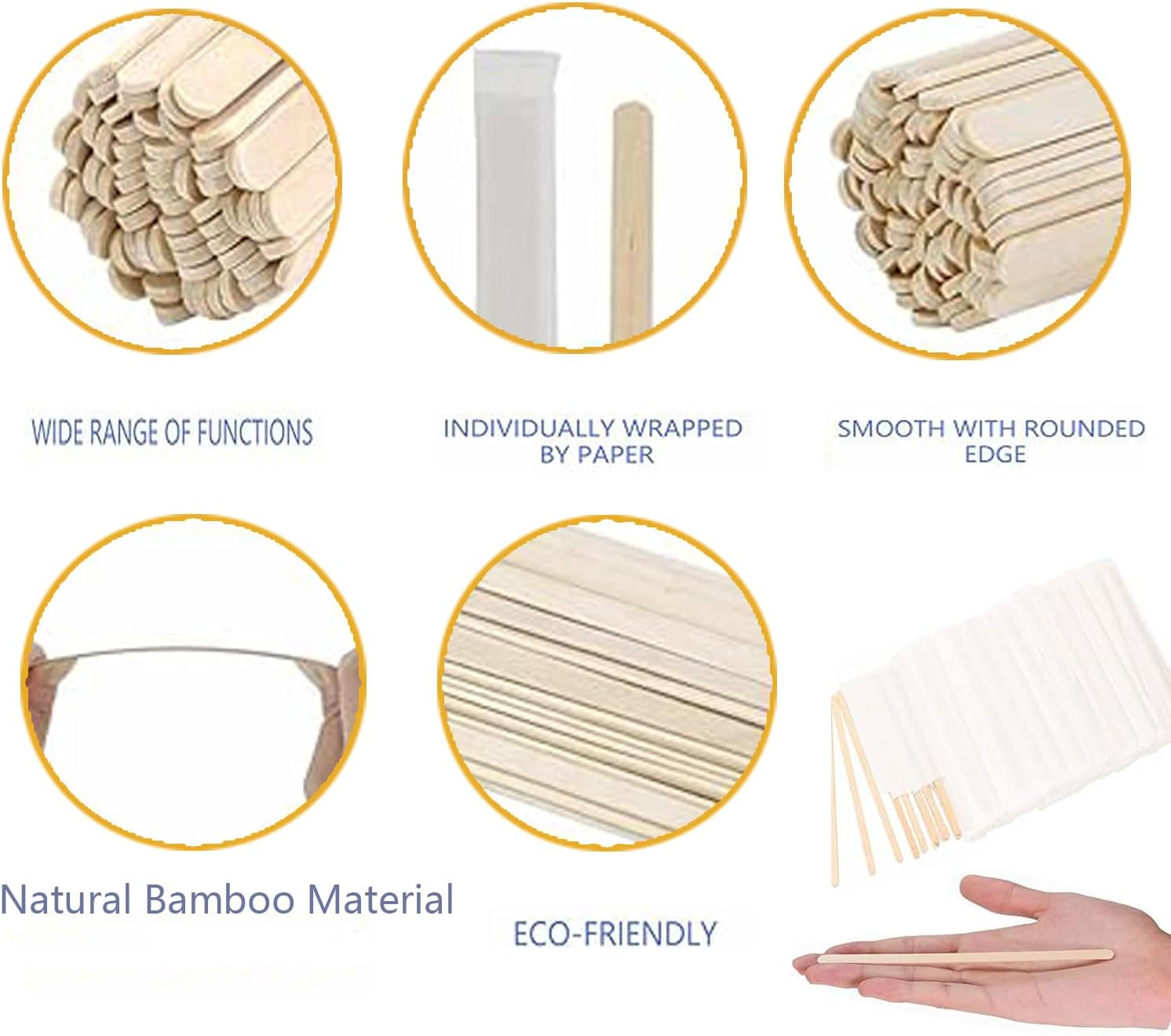 Lxcshljx 200Pcs Individually Wrapped Coffee Stirring Sticks, 5.5 Inch Disposable Bamboo Beverage Mixing Rod, round End Hot Drinks Stirrers Paddles, Stir Sticks for Cocktail Tea Coffee Honey Milk Paint image number 1
