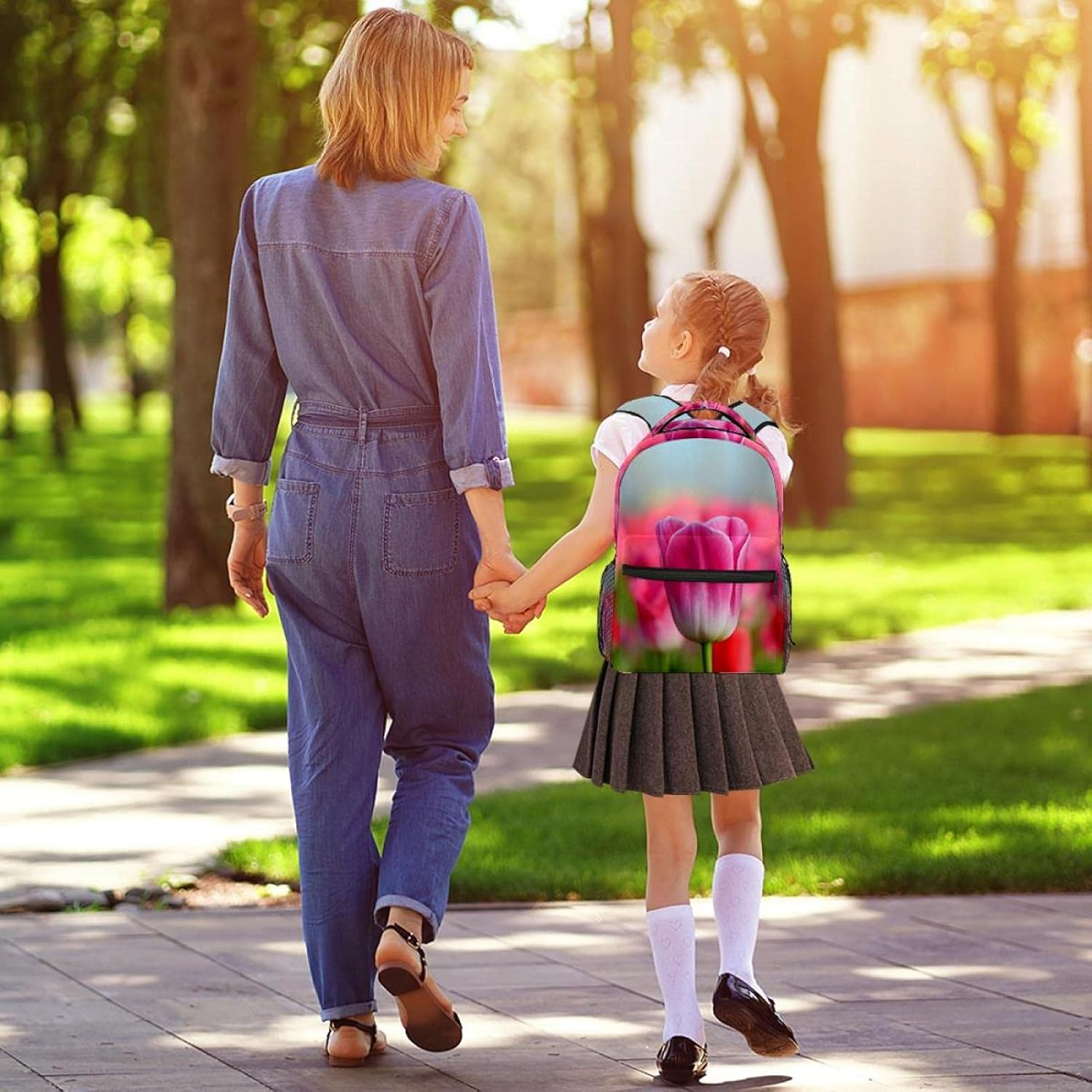 Tulips Red Macro Vivid Backpack Students Shoulder Bags Travel Bag College School Tote Backpacks image number 1