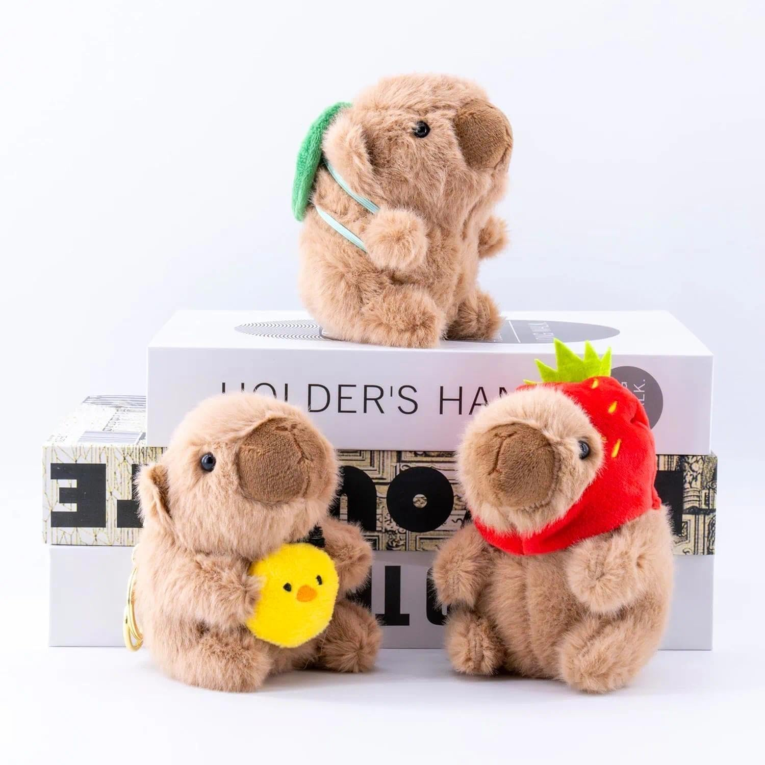 3 PCS Cute Capybara Plush Keychain Set, Animal Pendant Bag Charm for Women Gifts, Compact Size Compatible with Iphone 15 Pro Max - Kivano image number 4