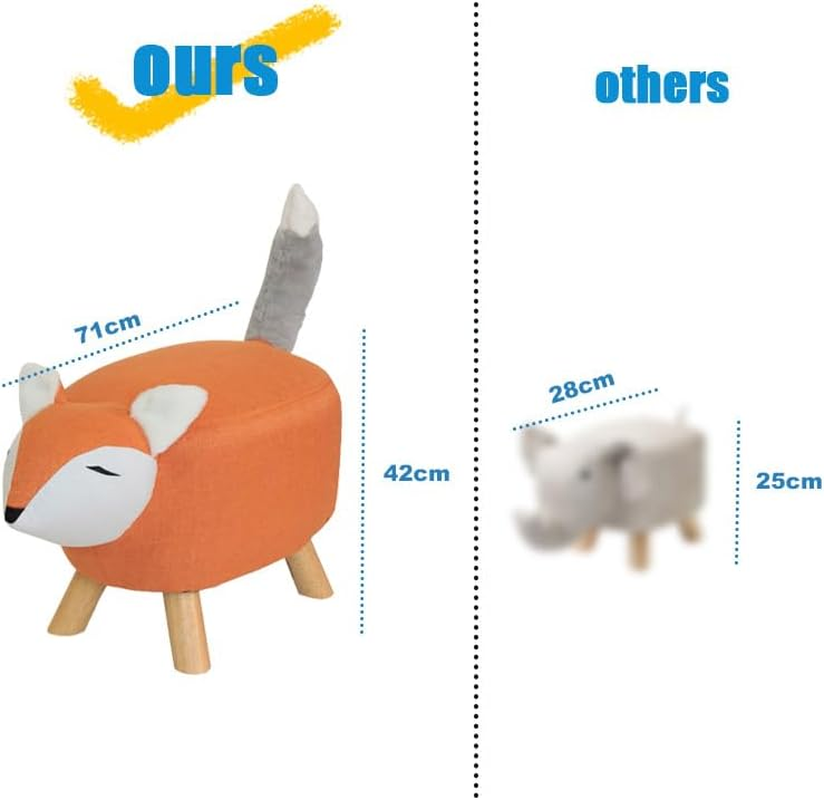 Extra Large Premium Handcrafted Wooden Animal Stools,Adorably Crafted with Fine Details, Multi-Purpose for Kid'S Seat, Decorative Furniture Piece or Shoe Changing Stool.(Fox) image number 5
