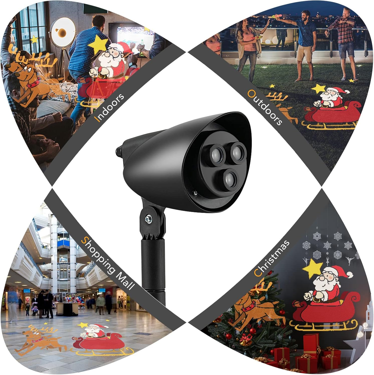 Costway Christmas Projector Light with Vivid Flashing Xmas Iconw, 3 LED Projection Lamp and Lawn Stake, 65&deg; Adjustable Angle, Indoor Outdoor Christmas Decorations image number 6