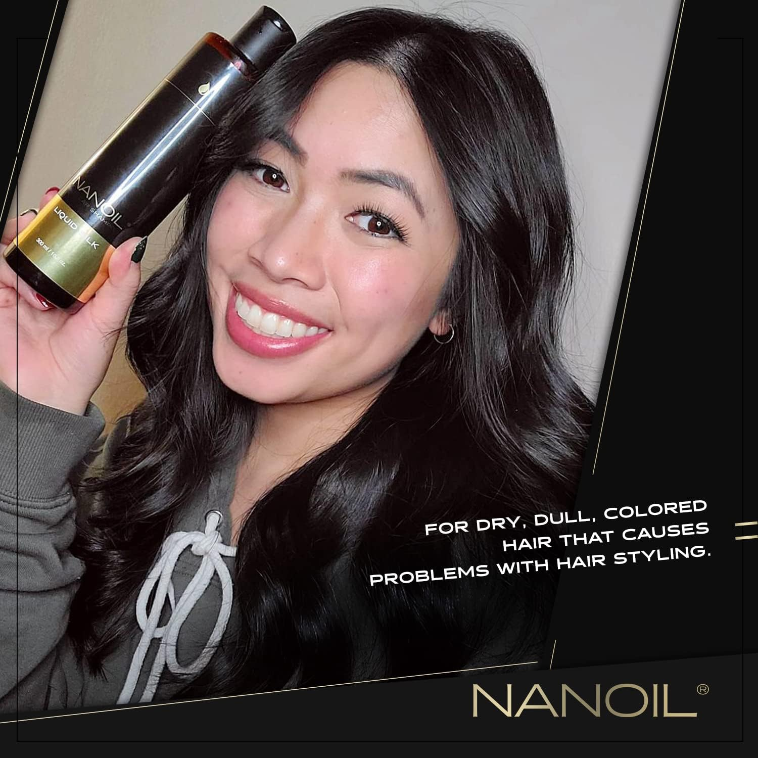 NANOIL Micellar Shampoo with Liquid Silk, Smoothing, Smoothing, More Elasticity, Clean Hair and Scalp, 300 Ml