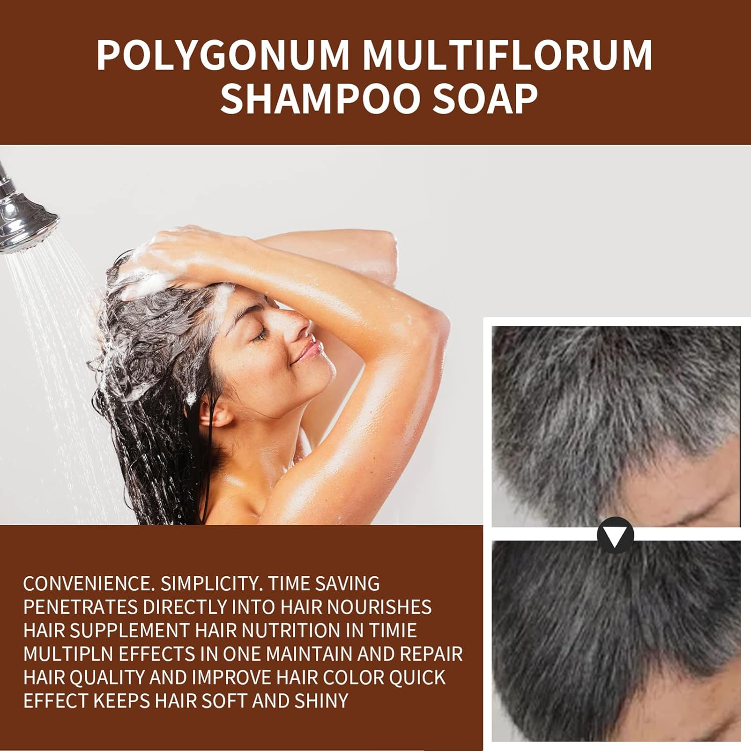 Chusui 1Pc Polygonum Multiflorum Shampoo Soap Natural Darkening Grey Hair Recoloring Damage Hair Care