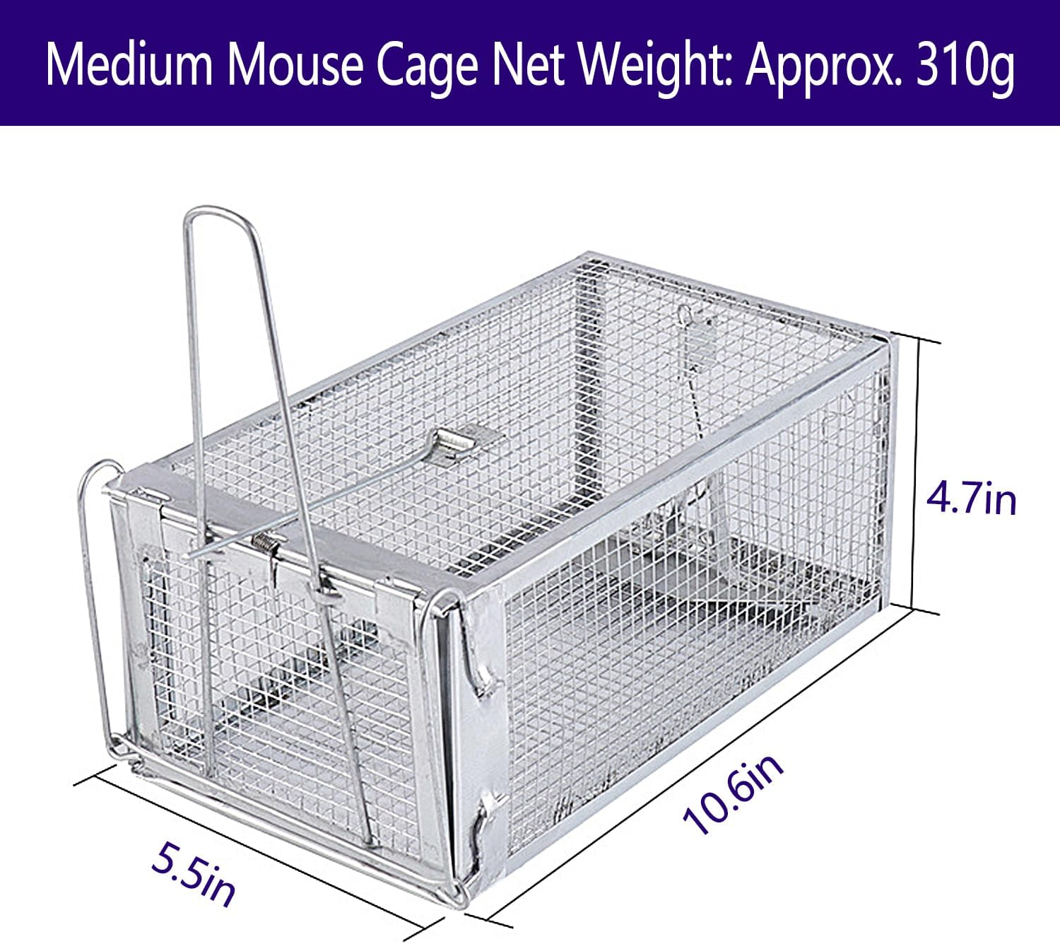 Humane Mouse Trap No Kill for Mice, Rat Cage Trap Suitable for Capturing Mice or Hamsters Alive, Best Indoor Outdoor Mousetrap Catcher Non Killer Small Mole Capture Cage, Friendly Small Animal (Plata) image number 1