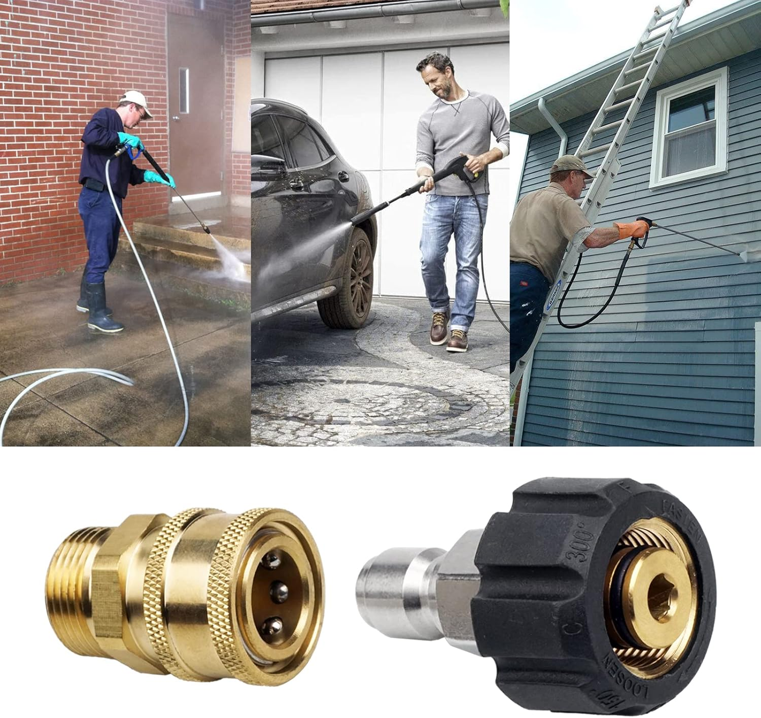Pressure Washer Quick Connect Coupler 5000 PSI for M22 14Mm, 3/8" Hose Adapter, Pressure Washer Set image number 6