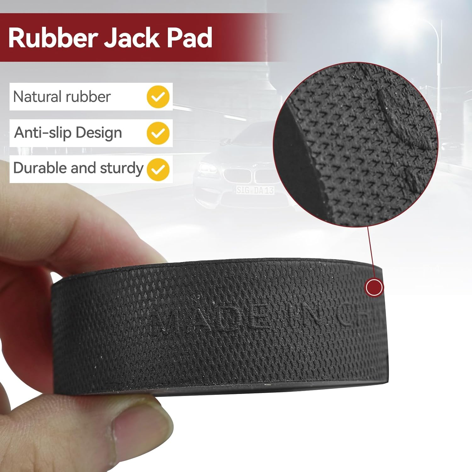 Universal Car Jack Rubber Pad for Jack Stands Slotted Pinch Weld Side Frame Rail Protector Trolley Jack Heavy Duty Jack Pad Adapter image number 2