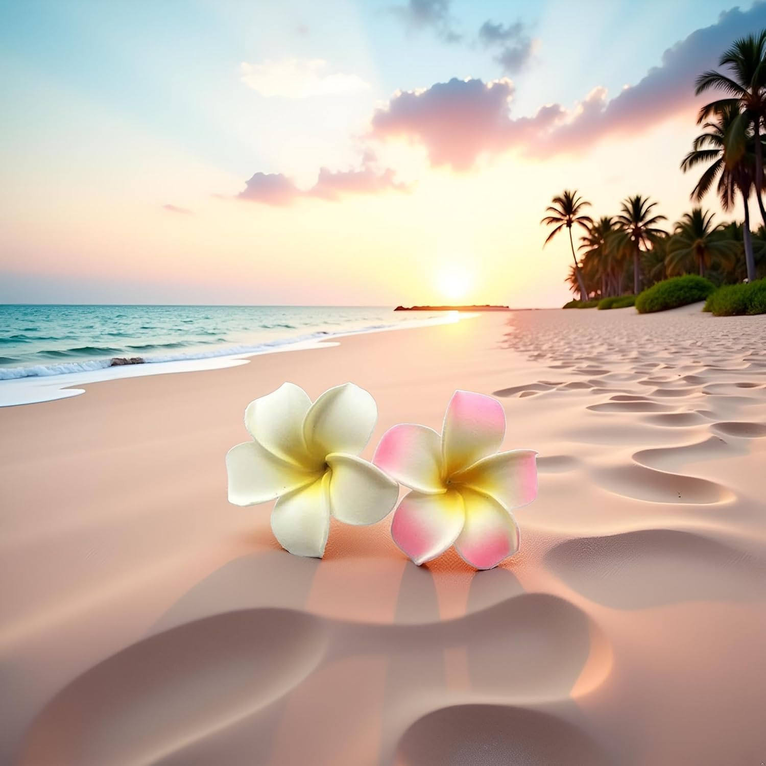 2 X 7Cm Shark Frangipani Plumeria Clips and Foam Head Hair Clips Party Beach Hair Accessories image number 4