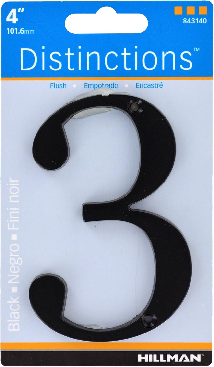 Distinctions by Hillman 843143 4-Inch Flush-Mount Black House Number 3 image number 1