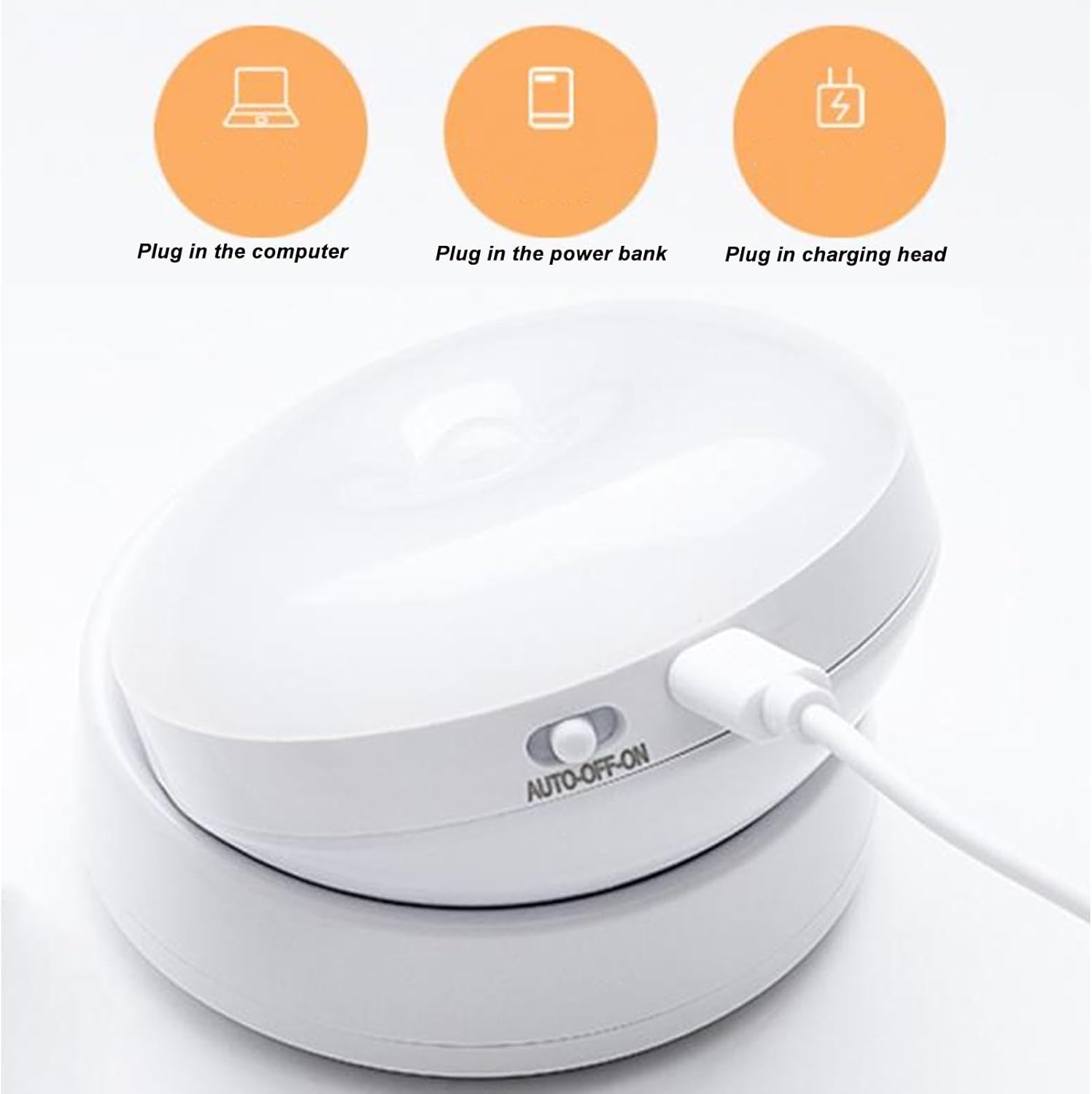 LED Motion Sensor Night Light, Rechargeable LED Night Lights, LED Induction Lamp with Double Sided Tape, 360 Degree Rotating, for Stair Closet Hallway Bedroom (Warm Light) image number 3